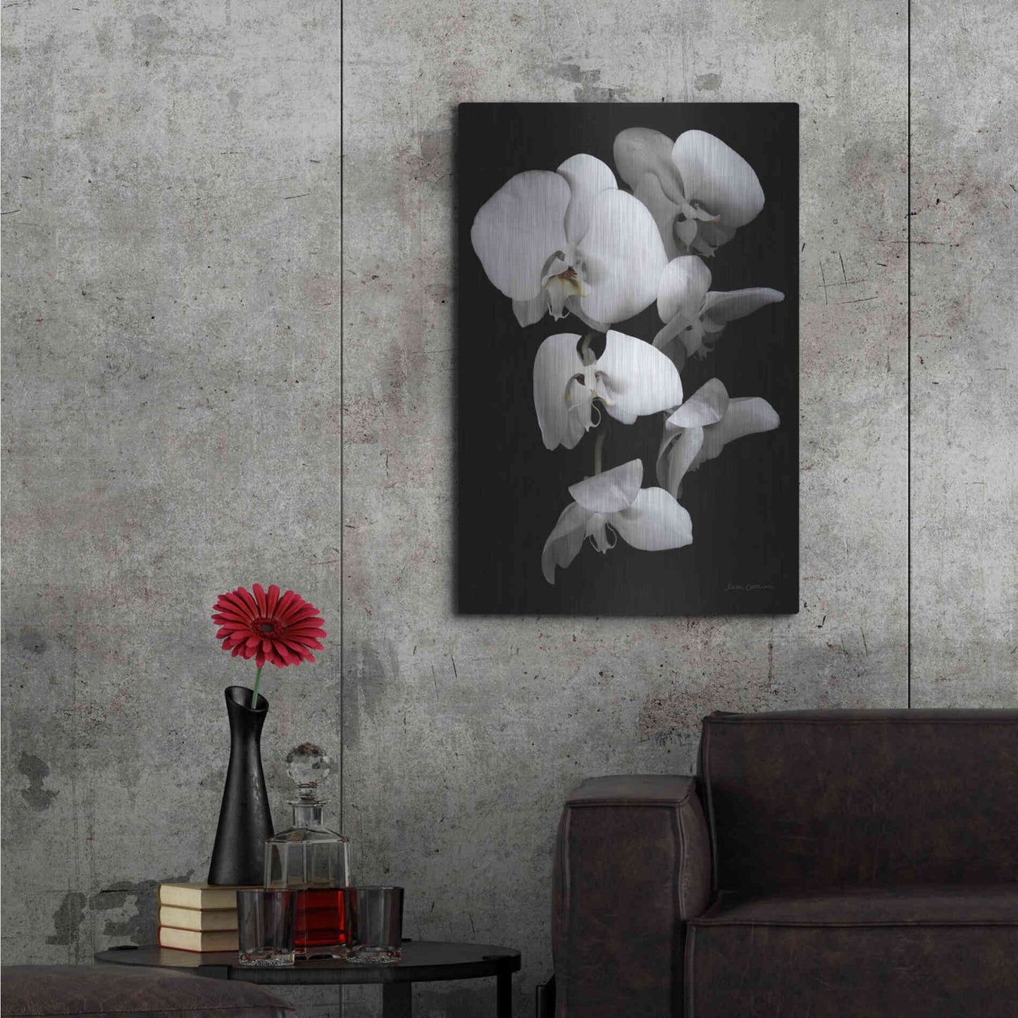 Luxe Metal Art 'White Orchid III' by Elise Catterall, Metal Wall Art,24x36