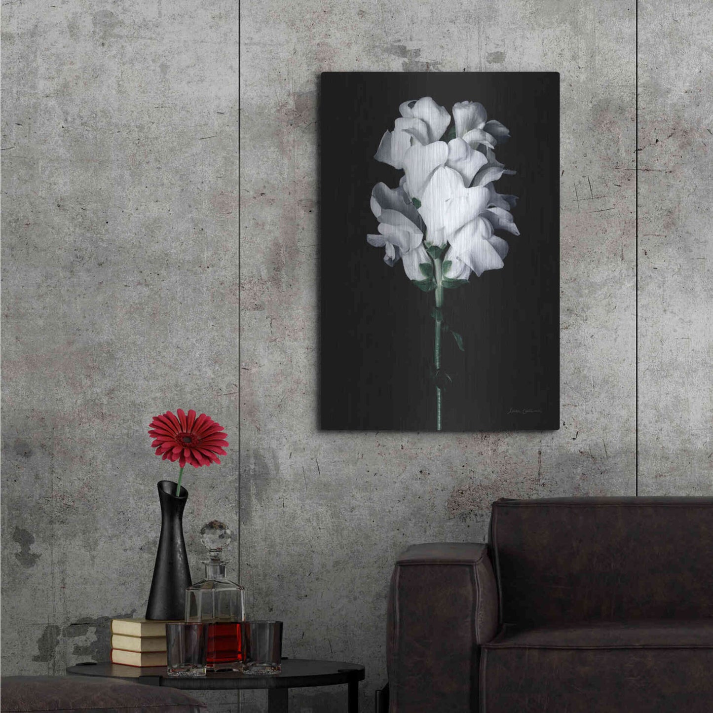 Luxe Metal Art 'White Snapdragon' by Elise Catterall, Metal Wall Art,24x36