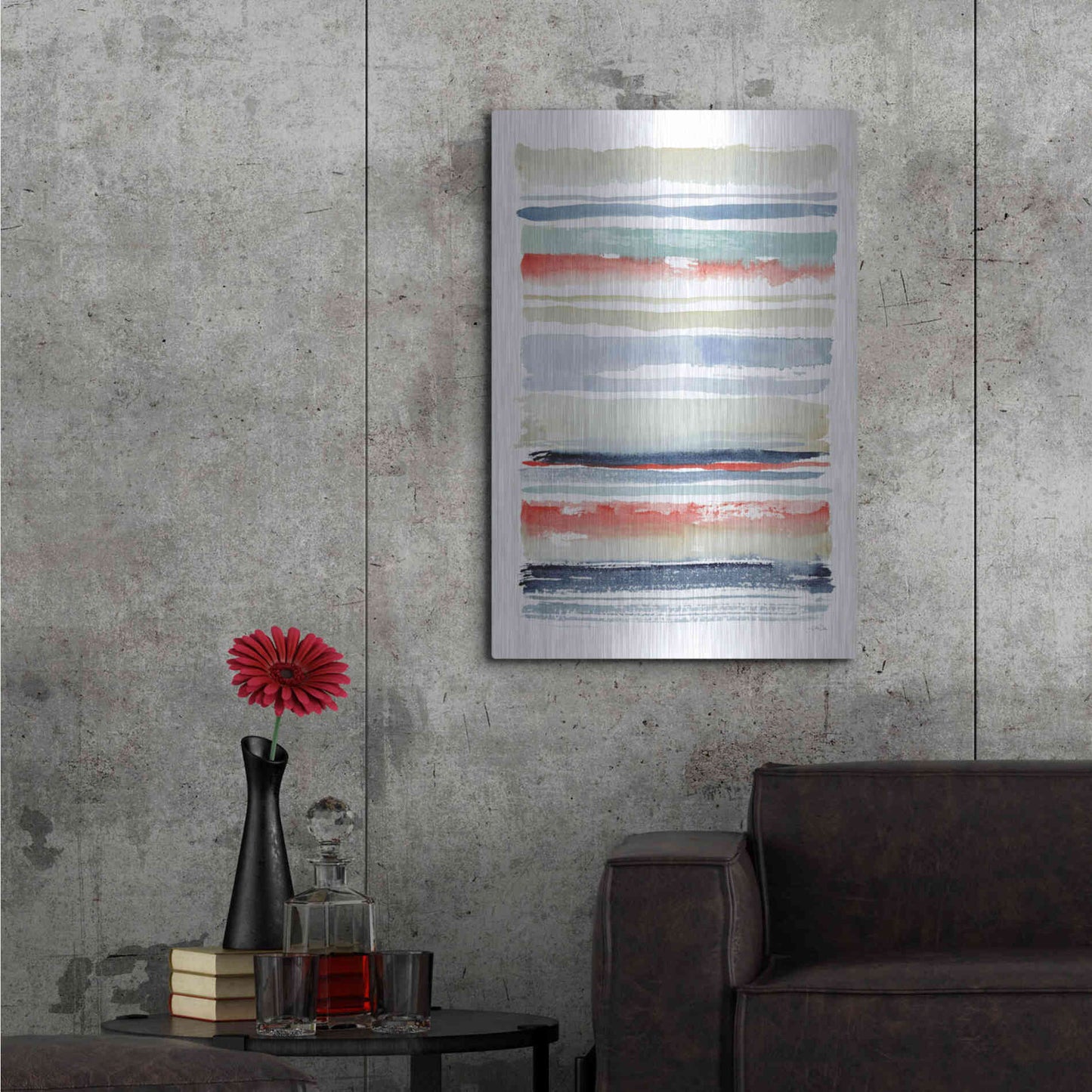 Luxe Metal Art 'Nautical Stripes' by Katrina Pete, Metal Wall Art,24x36