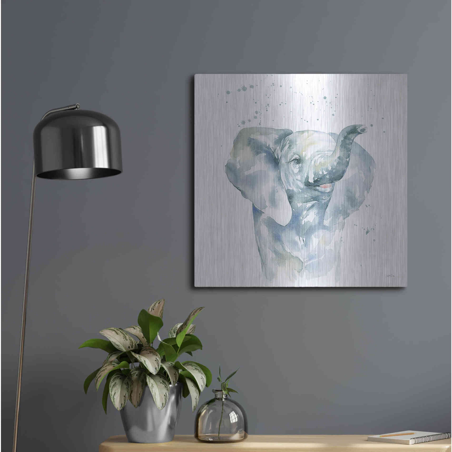 Luxe Metal Art 'Baby Elephant' by Katrina Pete, Metal Wall Art,24x24