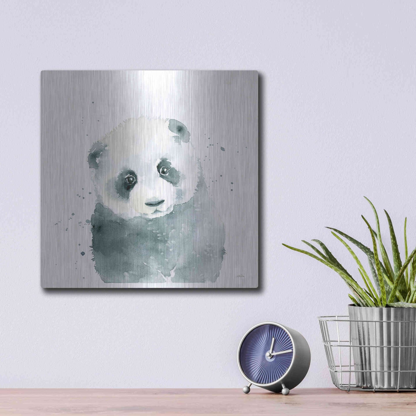 Luxe Metal Art 'Panda Cub' by Katrina Pete, Metal Wall Art,12x12