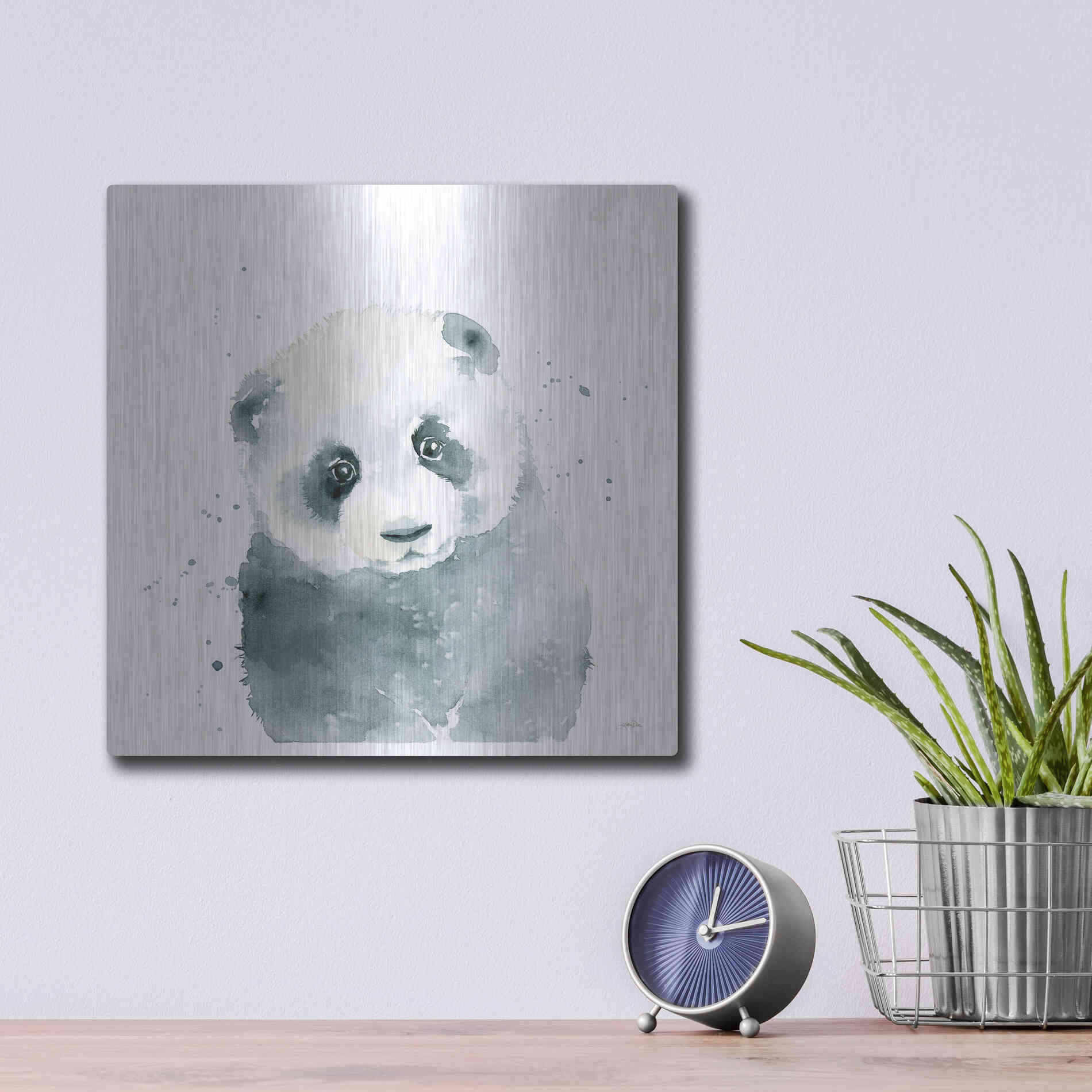 Luxe Metal Art 'Panda Cub' by Katrina Pete, Metal Wall Art,12x12