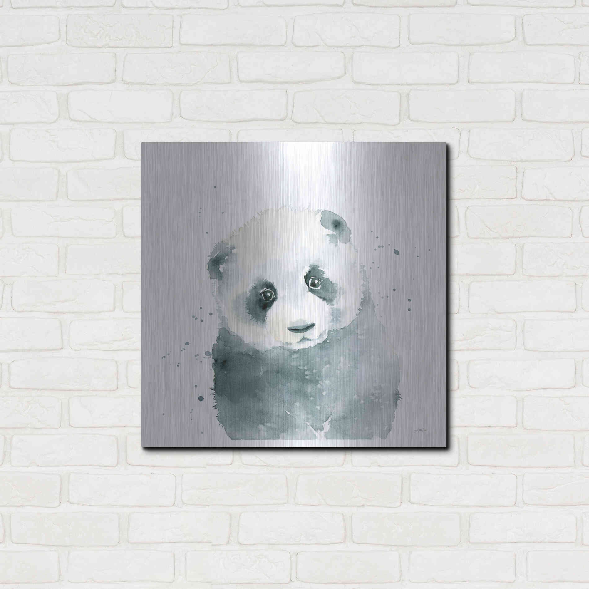 Luxe Metal Art 'Panda Cub' by Katrina Pete, Metal Wall Art,24x24