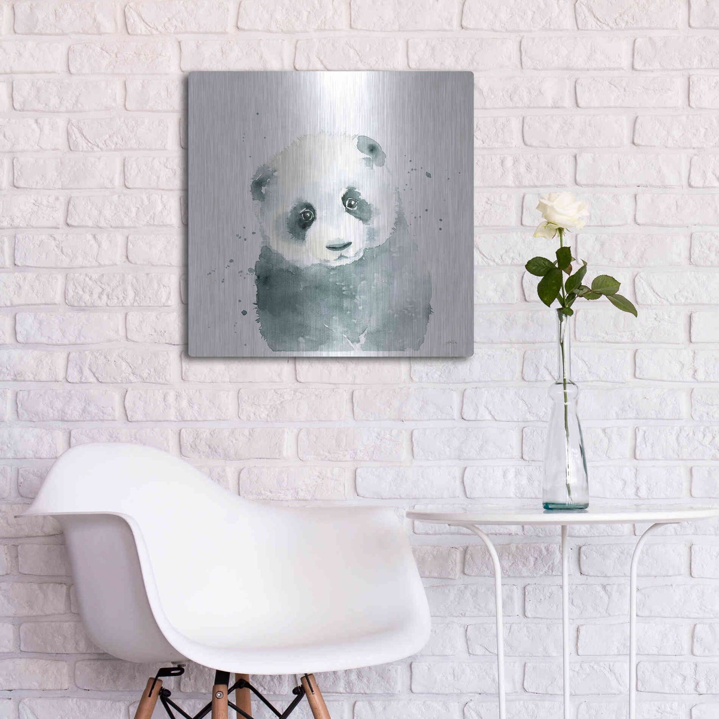 Luxe Metal Art 'Panda Cub' by Katrina Pete, Metal Wall Art,24x24