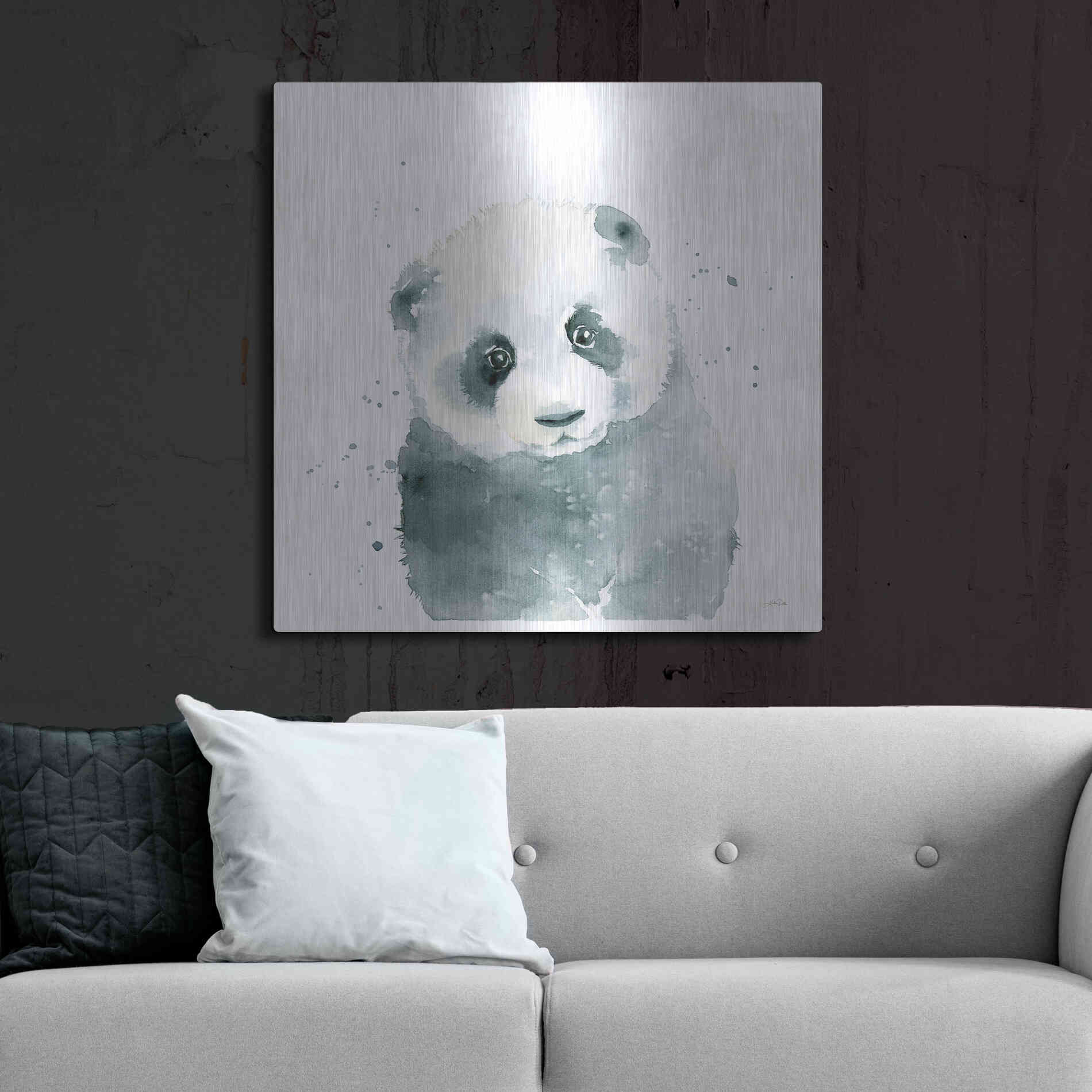 Luxe Metal Art 'Panda Cub' by Katrina Pete, Metal Wall Art,36x36
