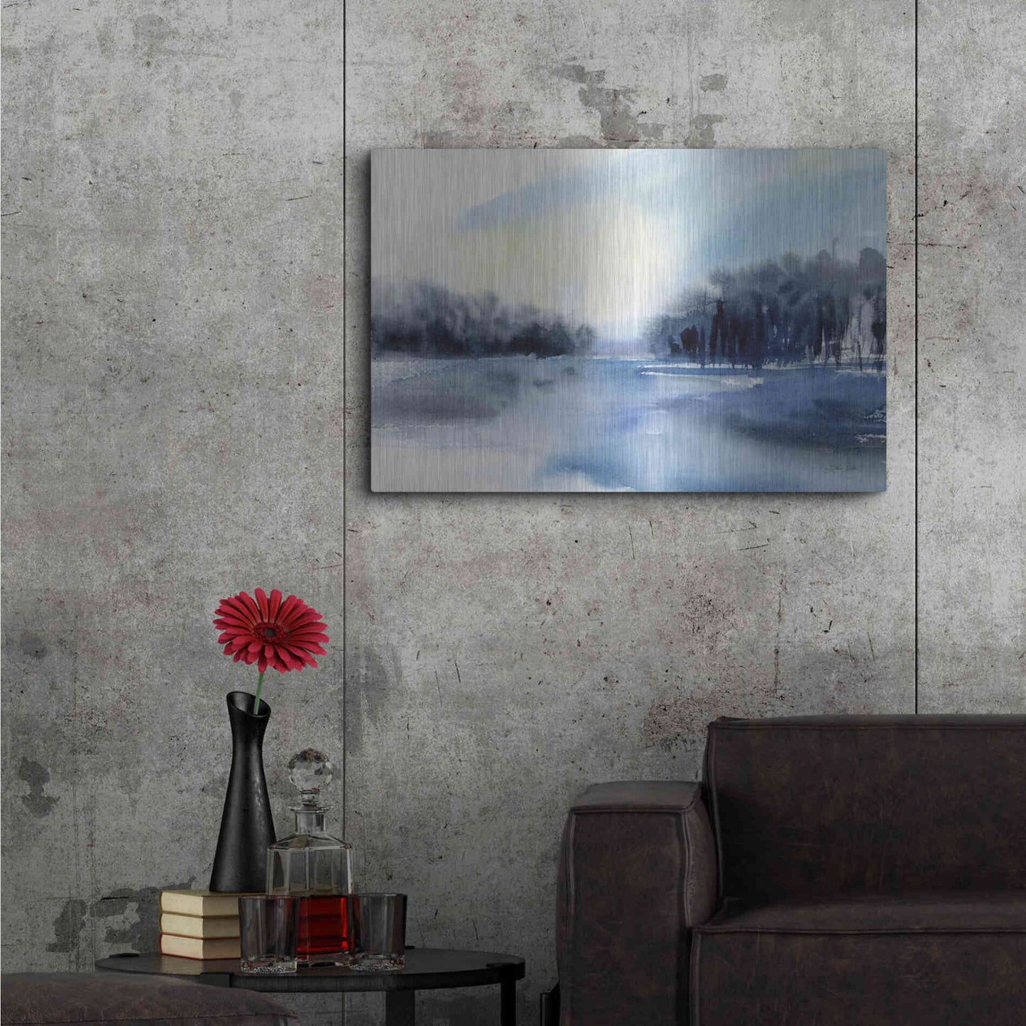 Luxe Metal Art 'Winter River' by Katrina Pete, Metal Wall Art,36x24