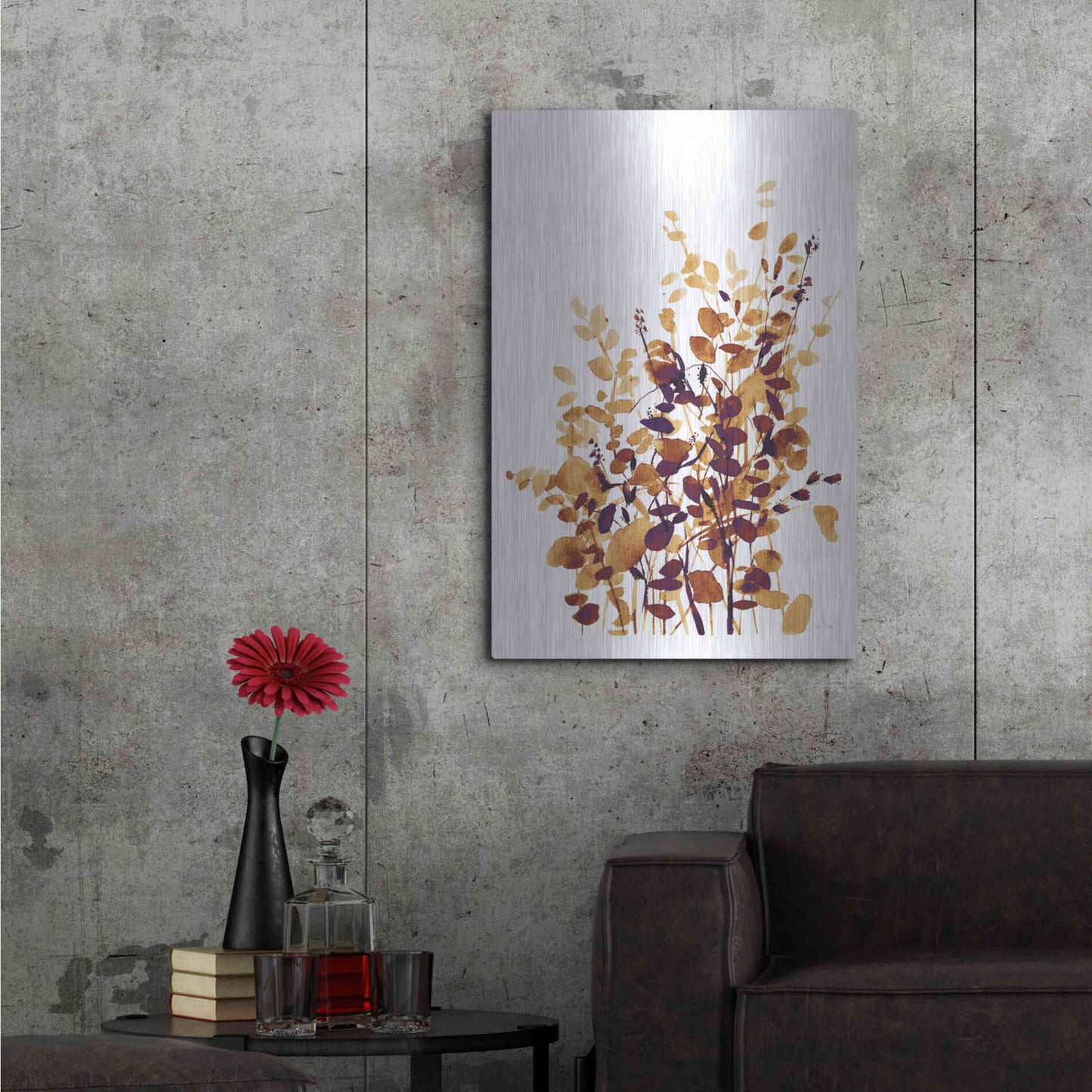 Luxe Metal Art 'Brown Botanicals' by Katrina Pete, Metal Wall Art,24x36