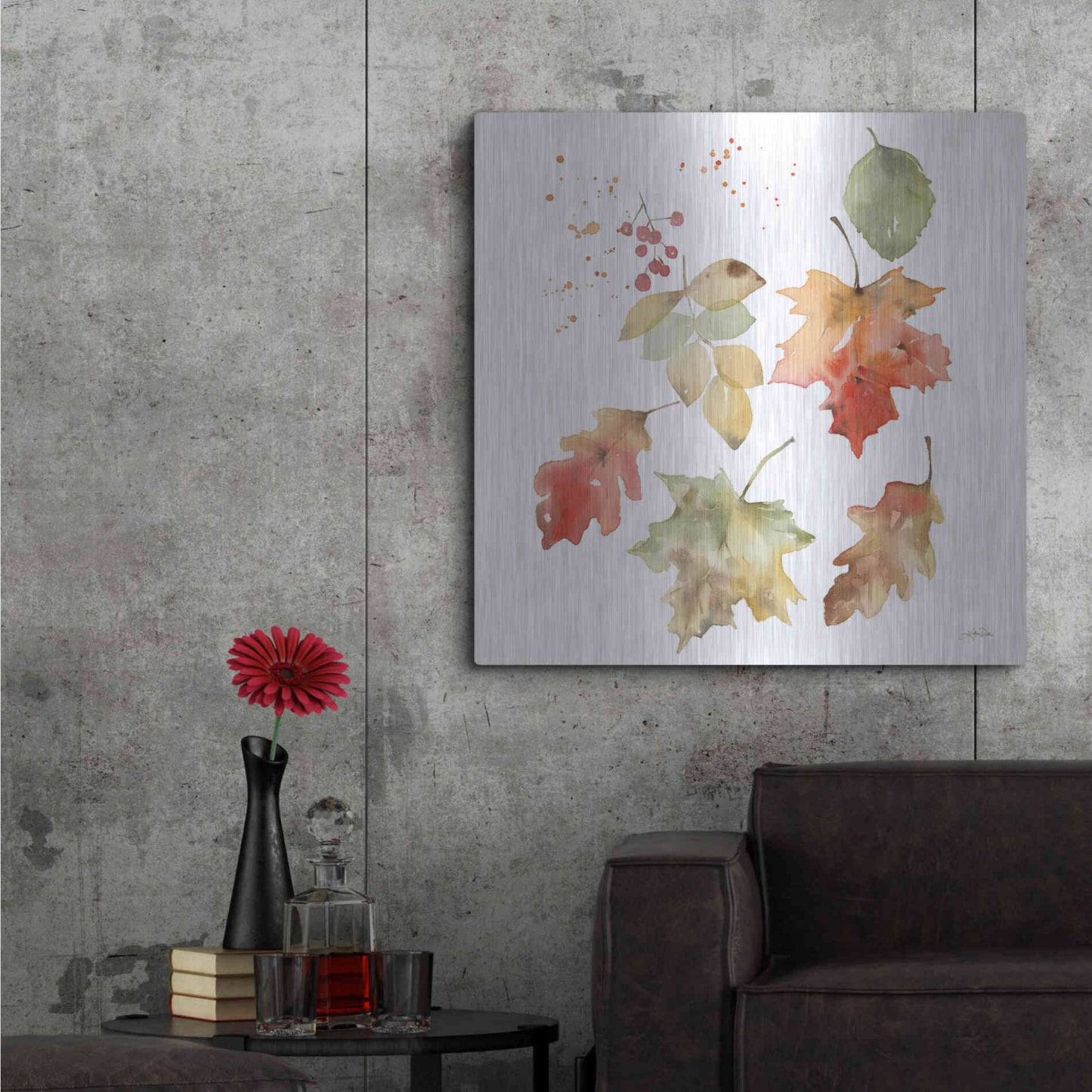 Luxe Metal Art 'Falling Leaves II' by Katrina Pete, Metal Wall Art,36x36