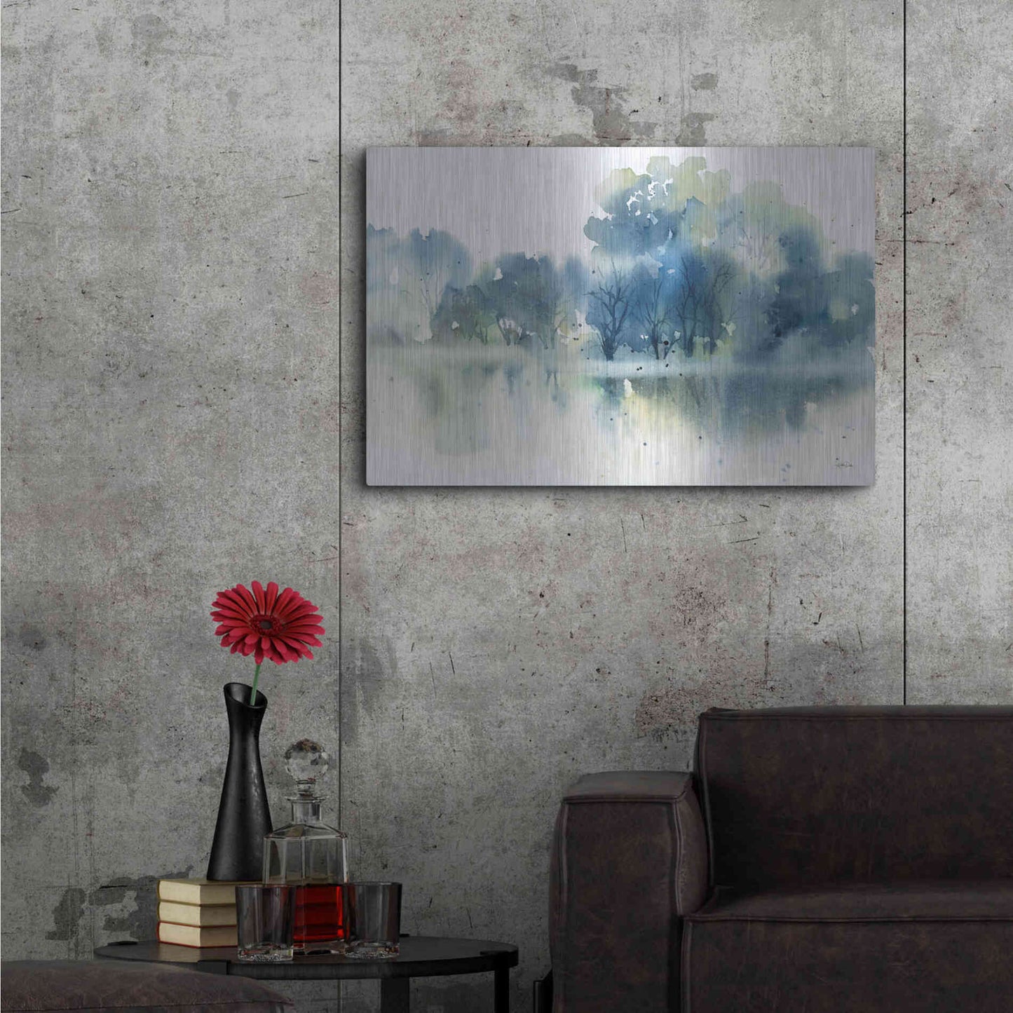 Luxe Metal Art 'Blue Pond Reflections' by Katrina Pete, Metal Wall Art,36x24