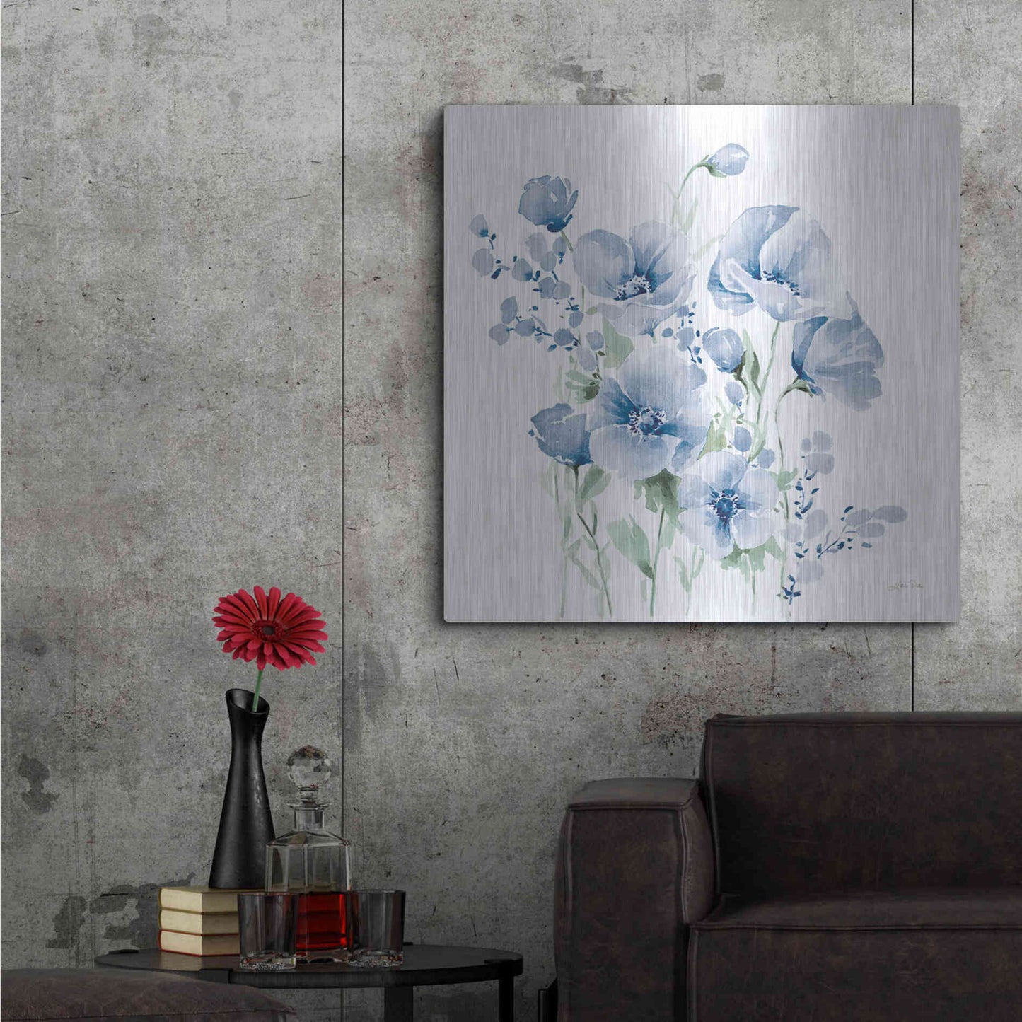 Luxe Metal Art 'Secret Garden Bouquet II Blue Light' by Katrina Pete, Metal Wall Art,36x36