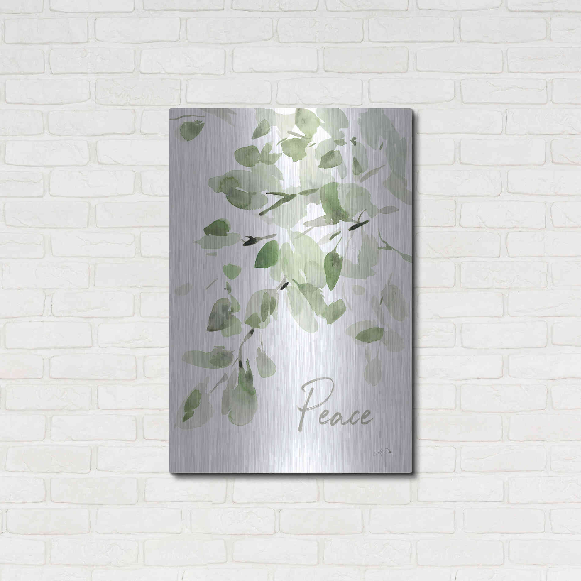 Luxe Metal Art 'Cascading Branches I Peace' by Katrina Pete, Metal Wall Art,24x36