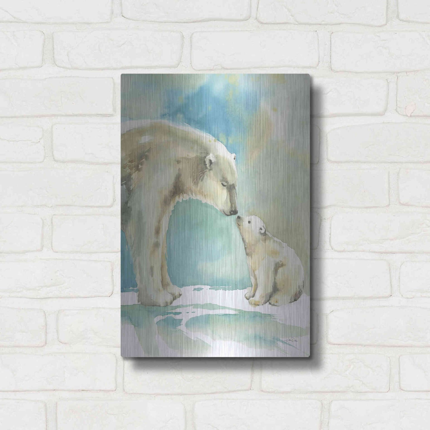 Luxe Metal Art 'Polar Bear Love' by Katrina Pete, Metal Wall Art,12x16