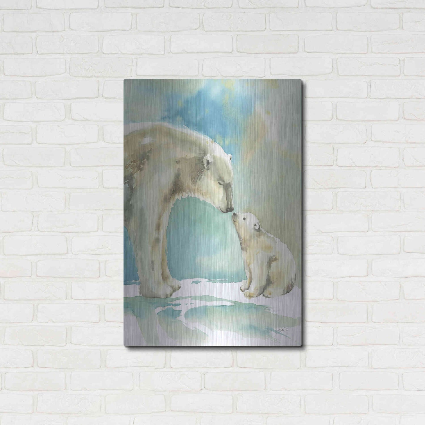 Luxe Metal Art 'Polar Bear Love' by Katrina Pete, Metal Wall Art,24x36
