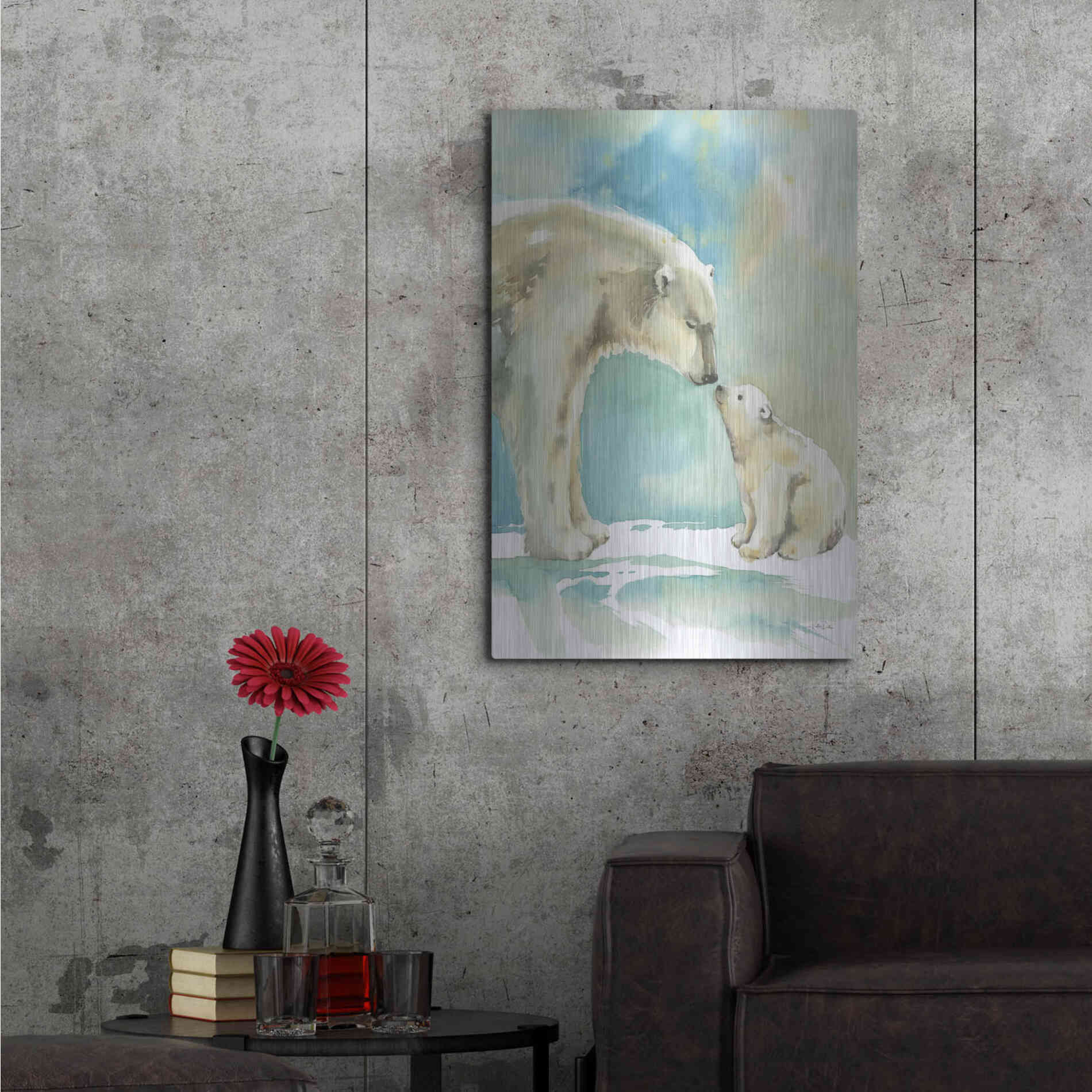 Luxe Metal Art 'Polar Bear Love' by Katrina Pete, Metal Wall Art,24x36