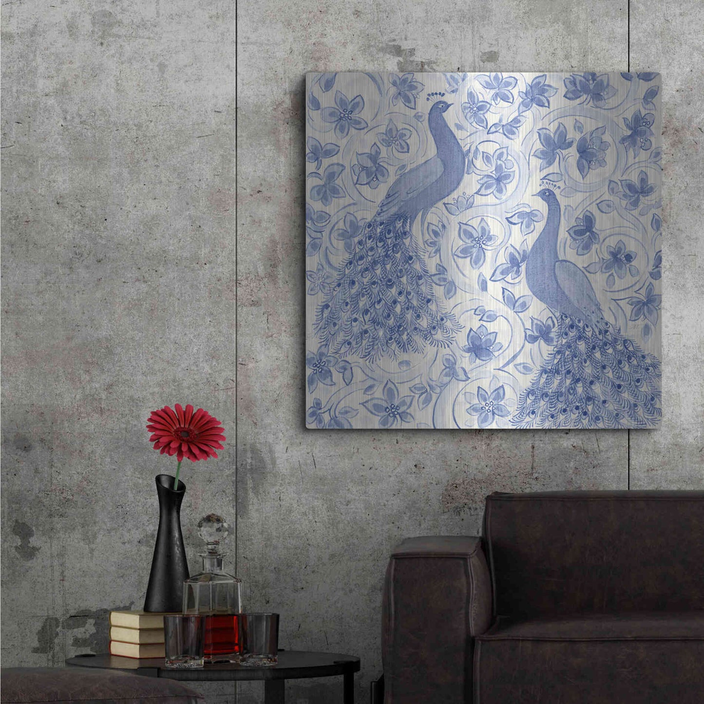 Luxe Metal Art 'Peacock Garden II' by Miranda Thomas, Metal Wall Art,36x36