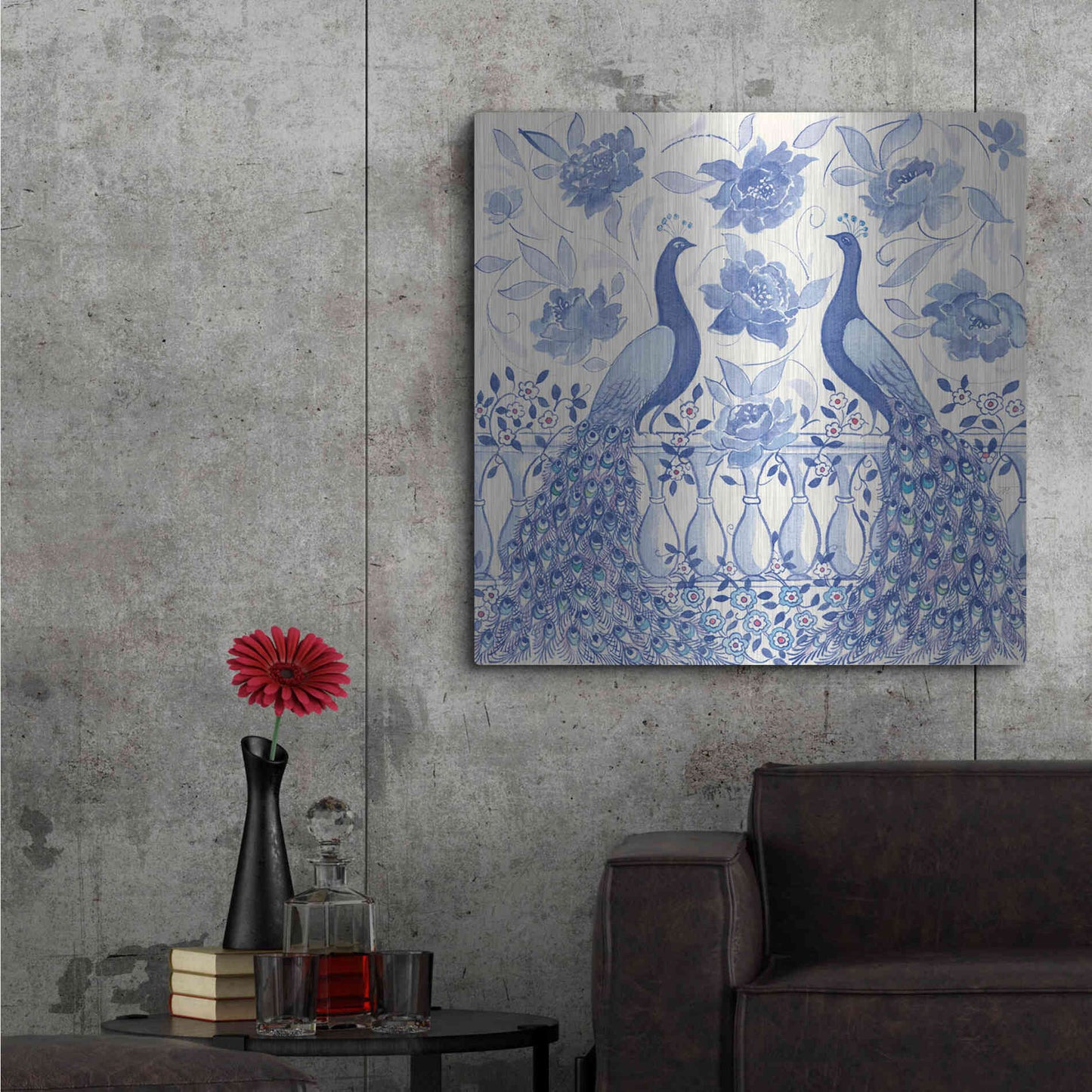 Luxe Metal Art 'Peacock Garden VI' by Miranda Thomas, Metal Wall Art,36x36