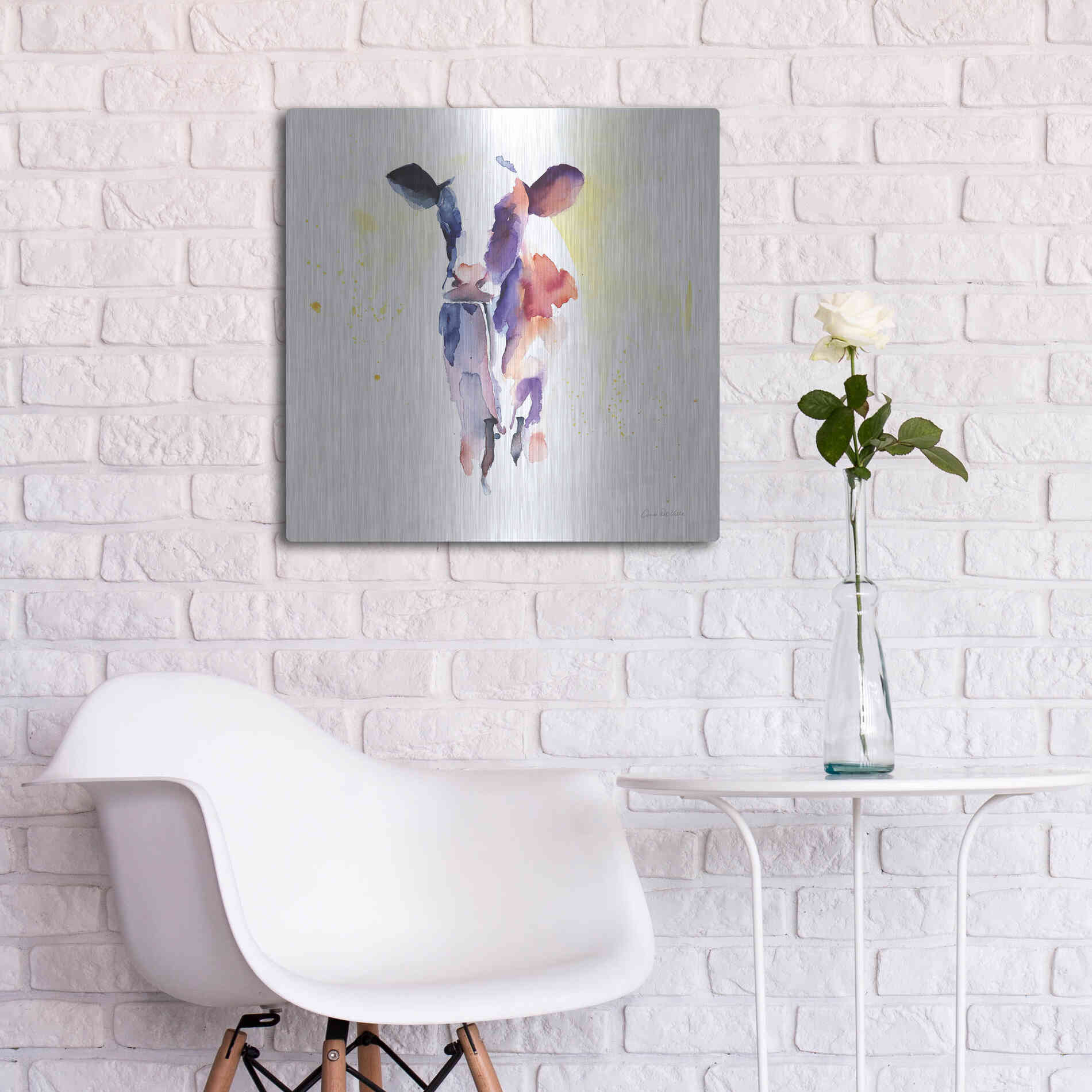 Luxe Metal Art 'Holstein II' by Alan Majchrowicz, Metal Wall Art,24x24