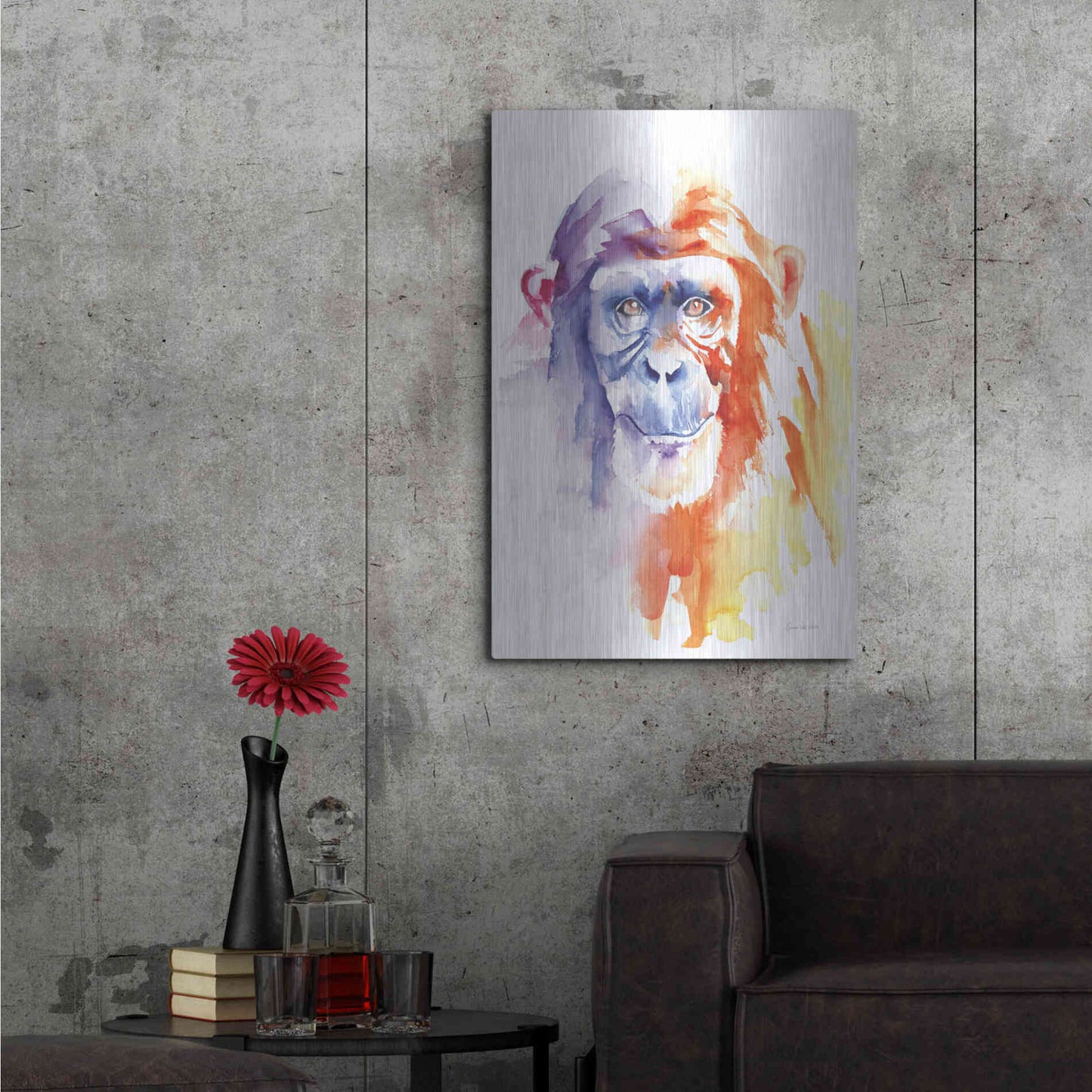 Luxe Metal Art 'Chimpanzee II' by Alan Majchrowicz, Metal Wall Art,24x36