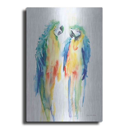 Luxe Metal Art 'Colorful Parrots I' by Alan Majchrowicz, Metal Wall Art