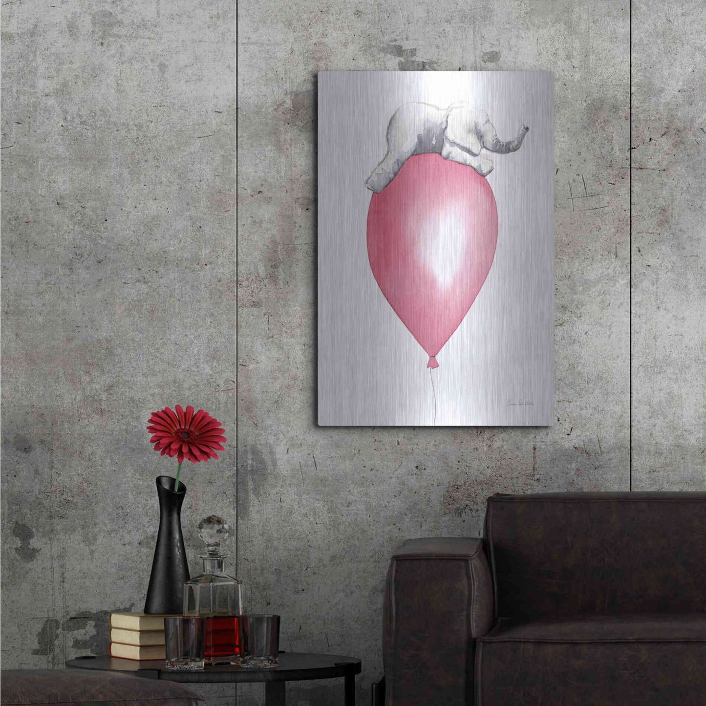 Luxe Metal Art 'Baby Elephant Love I' by Alan Majchrowicz, Metal Wall Art,24x36
