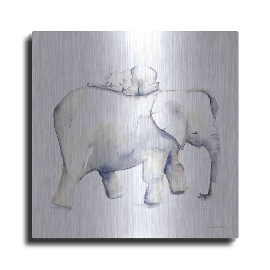 Luxe Metal Art 'Baby Elephant Love III' by Alan Majchrowicz, Metal Wall Art