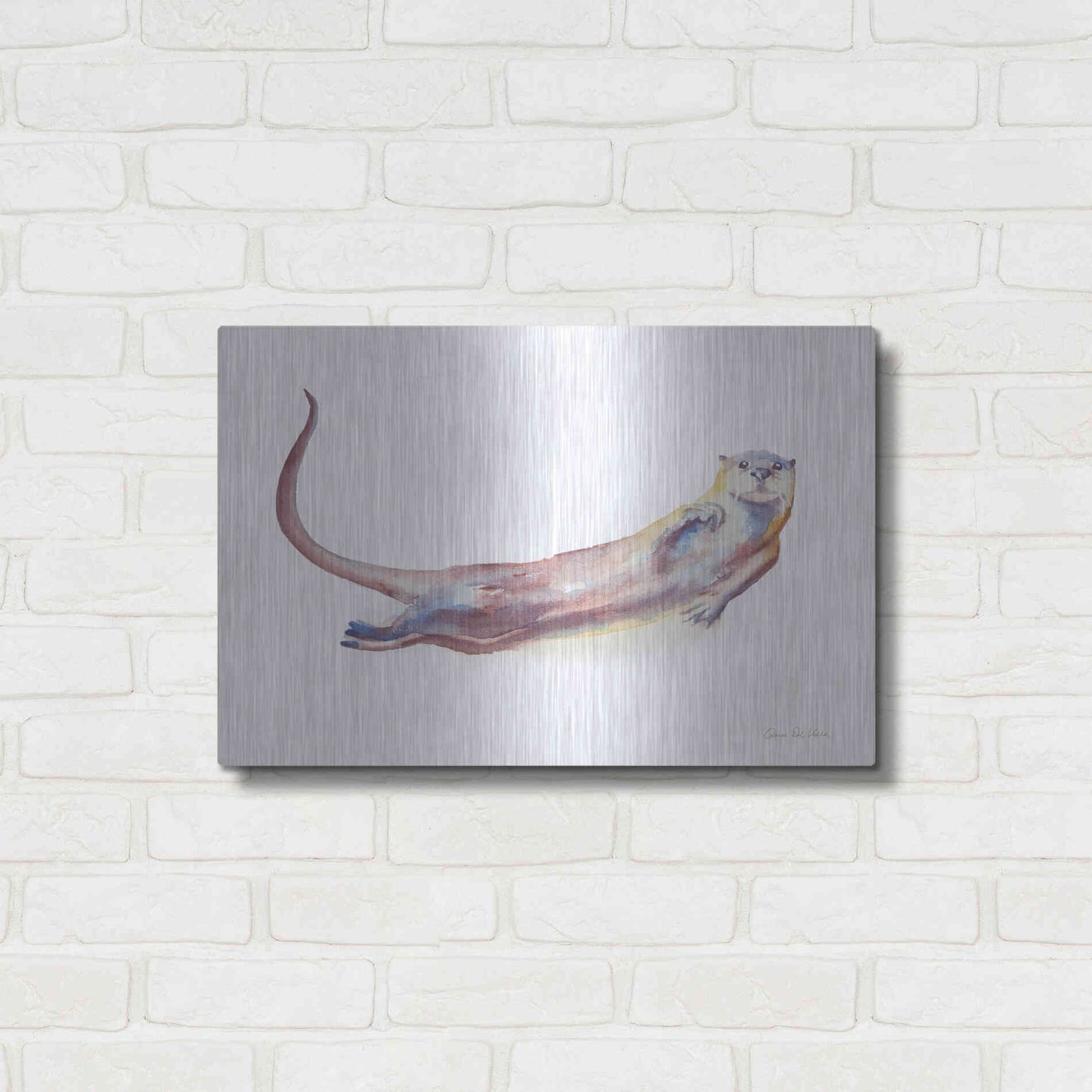 Luxe Metal Art 'Swimming Otter I' by Alan Majchrowicz, Metal Wall Art,24x16