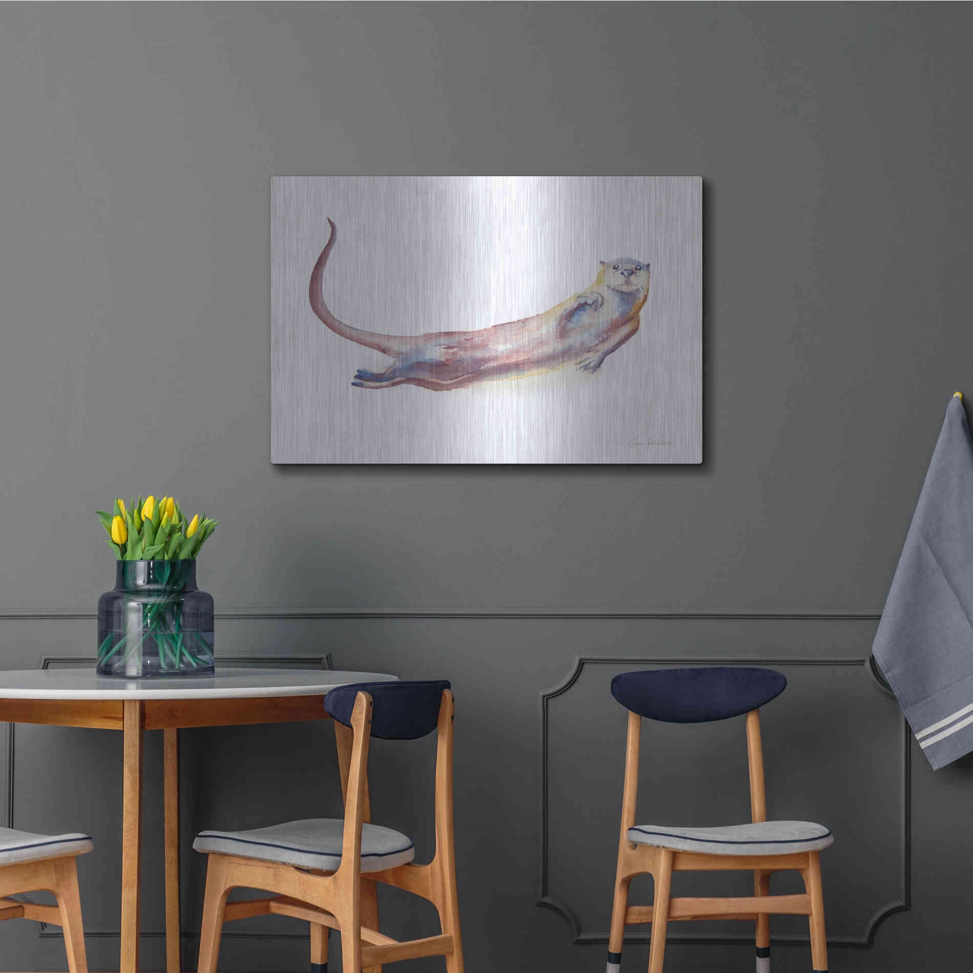 Luxe Metal Art 'Swimming Otter I' by Alan Majchrowicz, Metal Wall Art,36x24