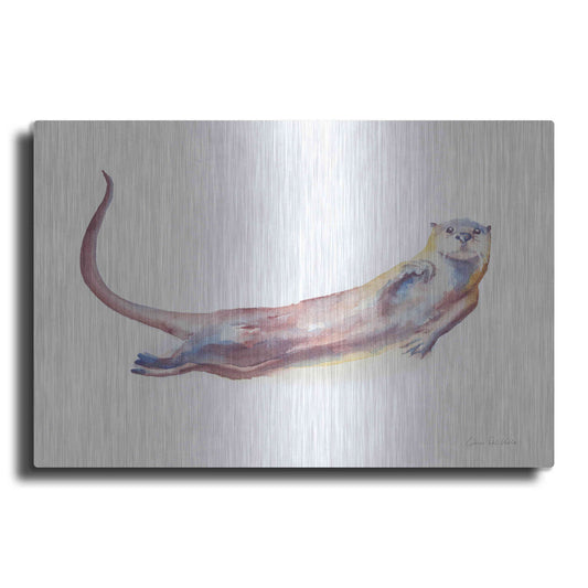 Luxe Metal Art 'Swimming Otter I' by Alan Majchrowicz, Metal Wall Art