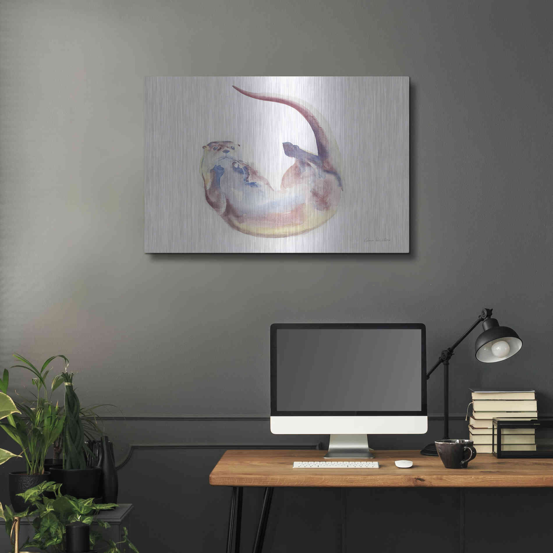 Luxe Metal Art 'Swimming Otter II' by Alan Majchrowicz, Metal Wall Art,36x24