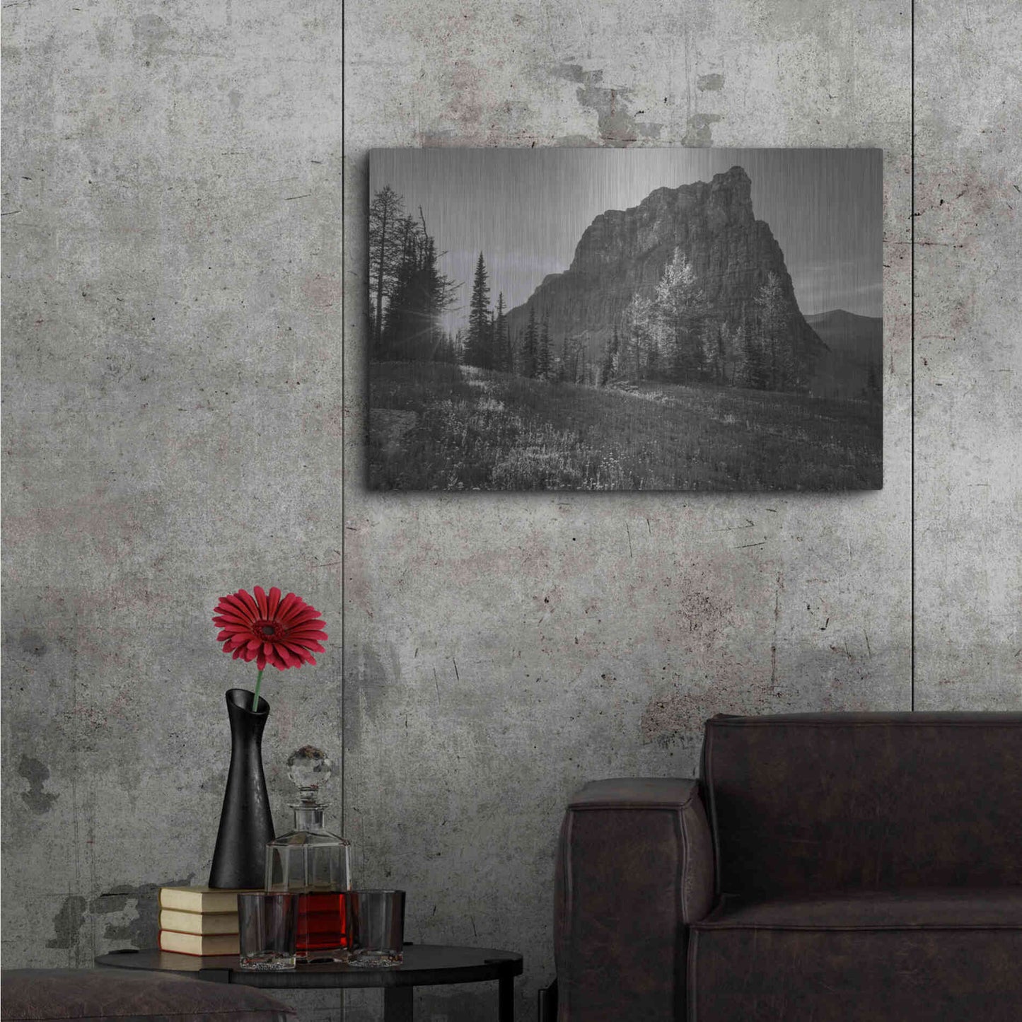 Luxe Metal Art 'Boulder Pass Glacier National Park BW' by Alan Majchrowicz,Metal Wall Art,36x24