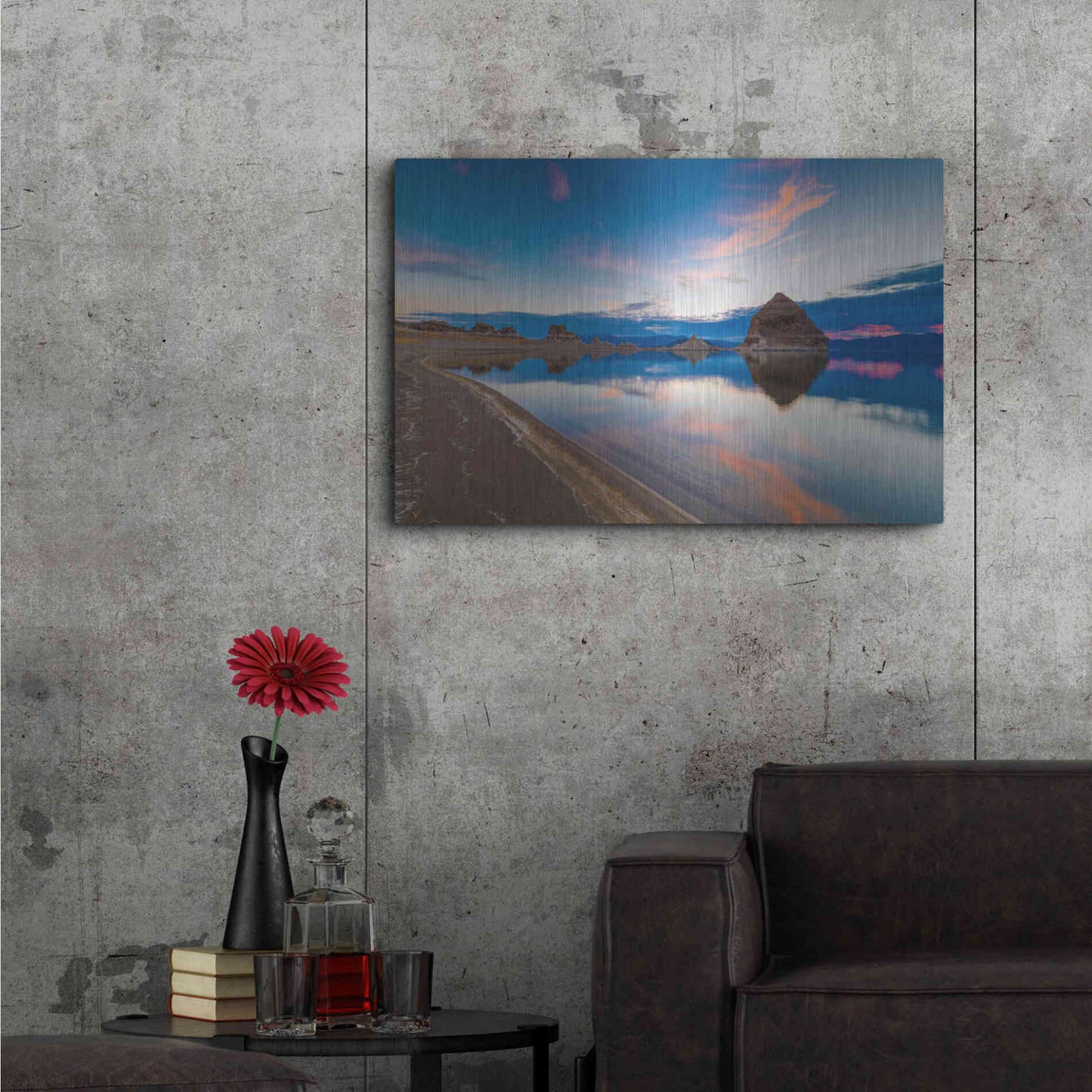 Luxe Metal Art 'Pyramid Lake Nevada 4' by Edin Chavez, Metal Wall Art,36x24