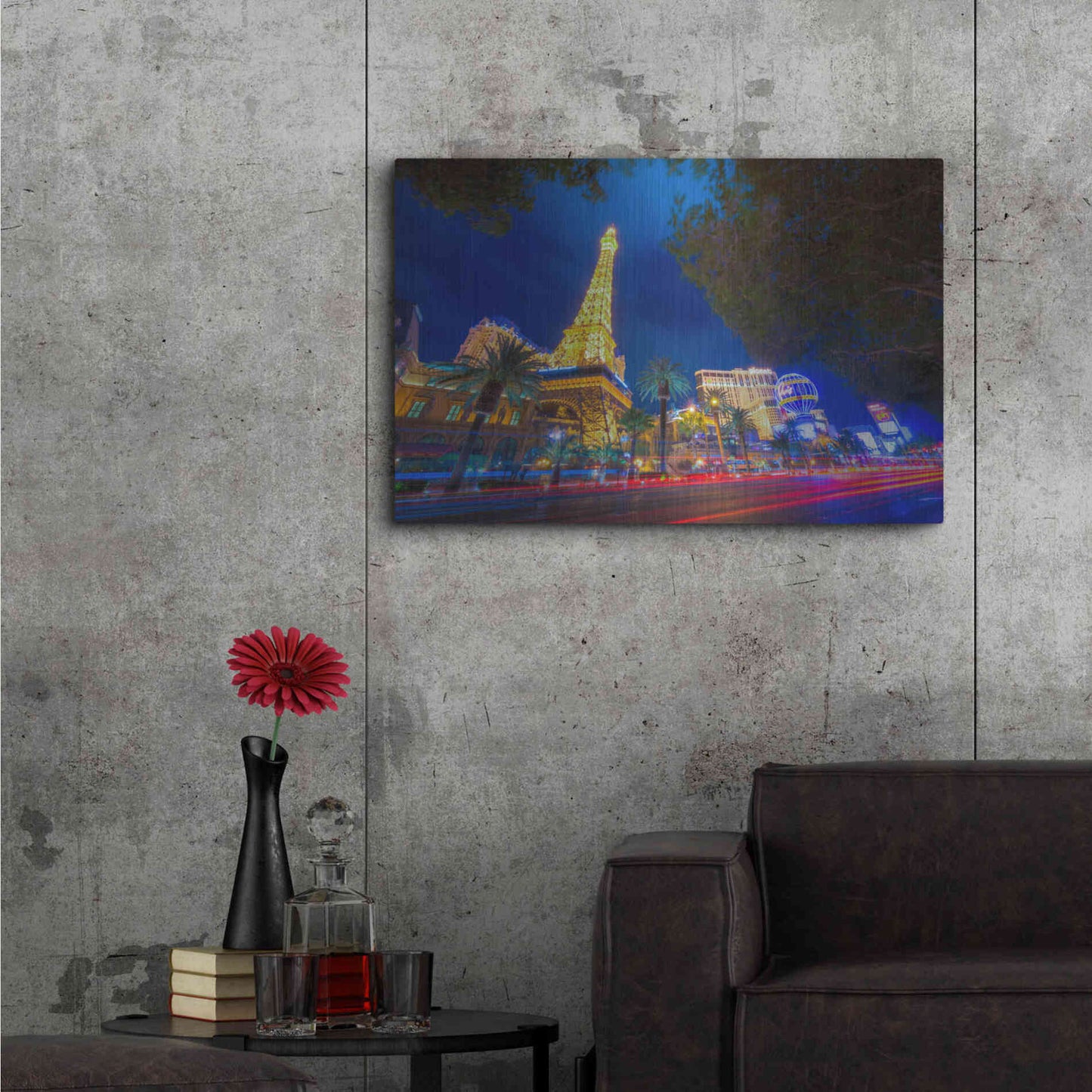 Luxe Metal Art 'Paris of Las Vegas' by Edin Chavez, Metal Wall Art,36x24