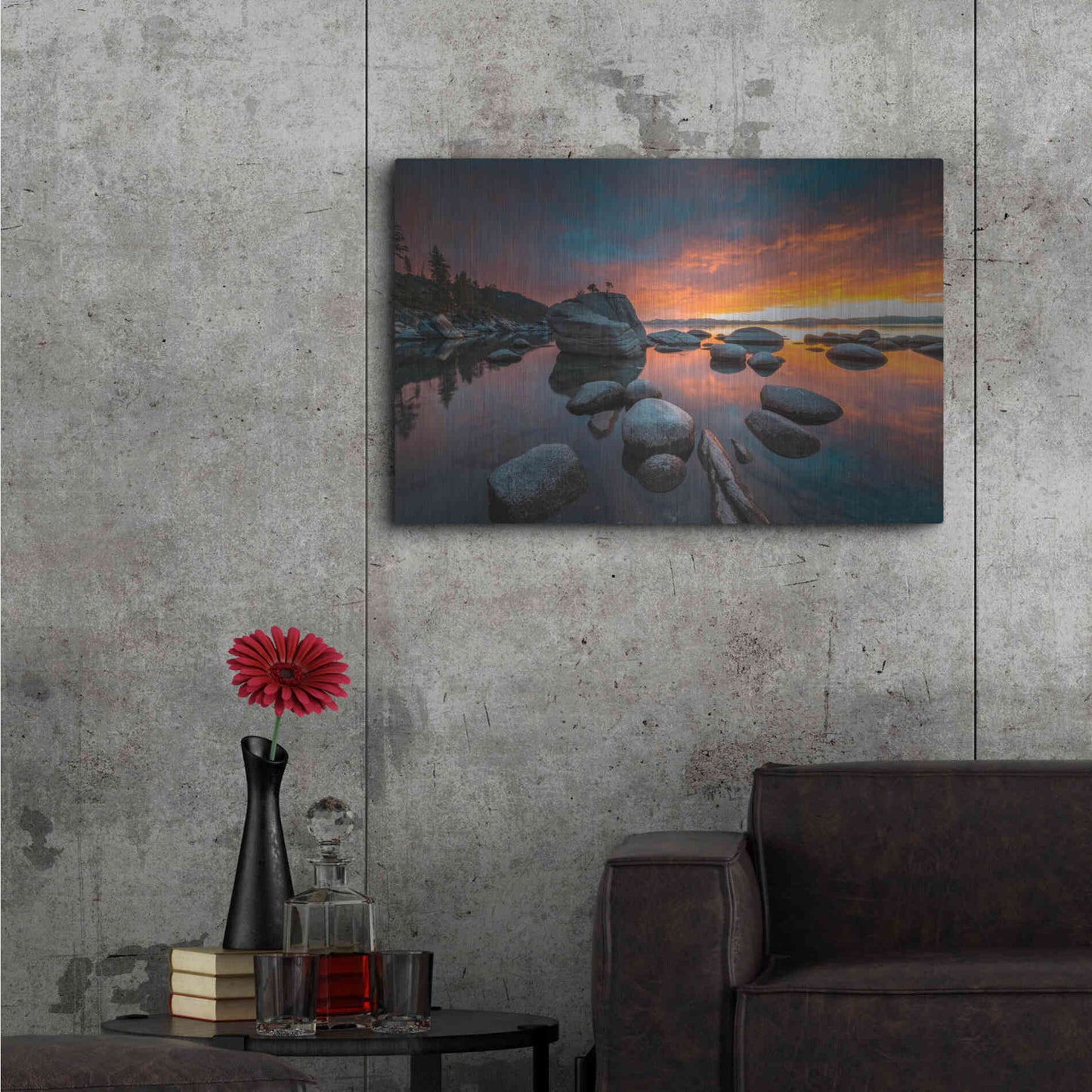 Luxe Metal Art 'The Stone Crocodile' by Edin Chavez, Metal Wall Art,36x24