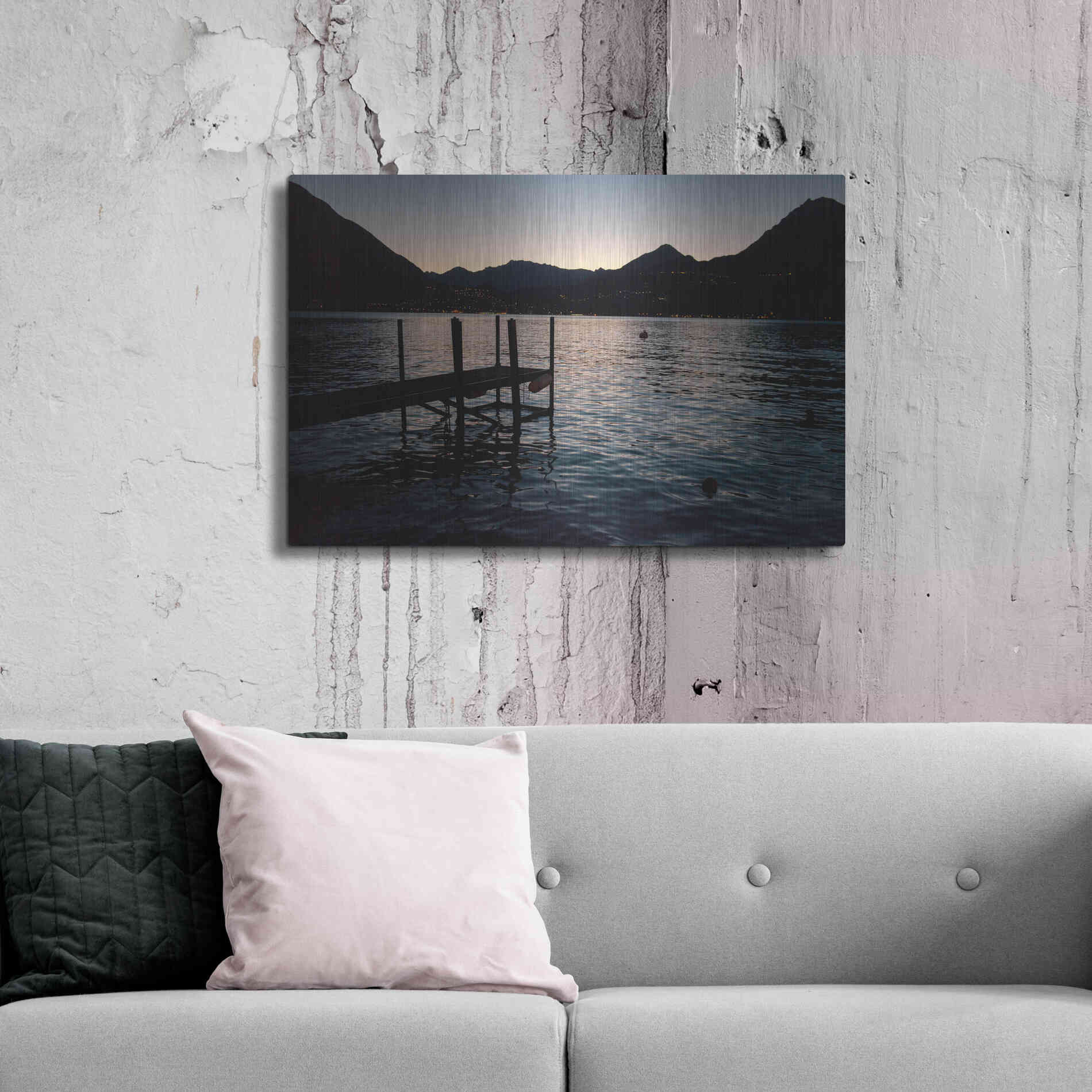 Luxe Metal Art ' Lago Di Como 24' by Robin Vandenabeele, Metal Wall Art,36x24