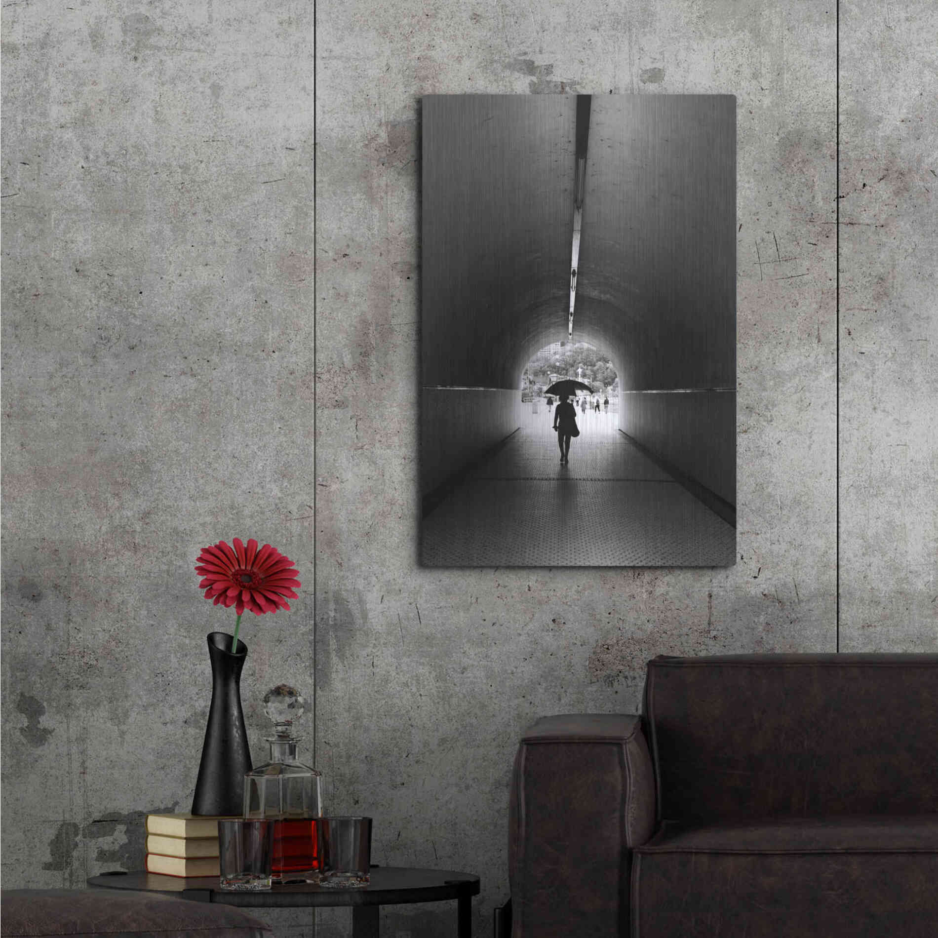 Luxe Metal Art ' Lady With Umbrella' by Robin Vandenabeele, Metal Wall Art,24x36