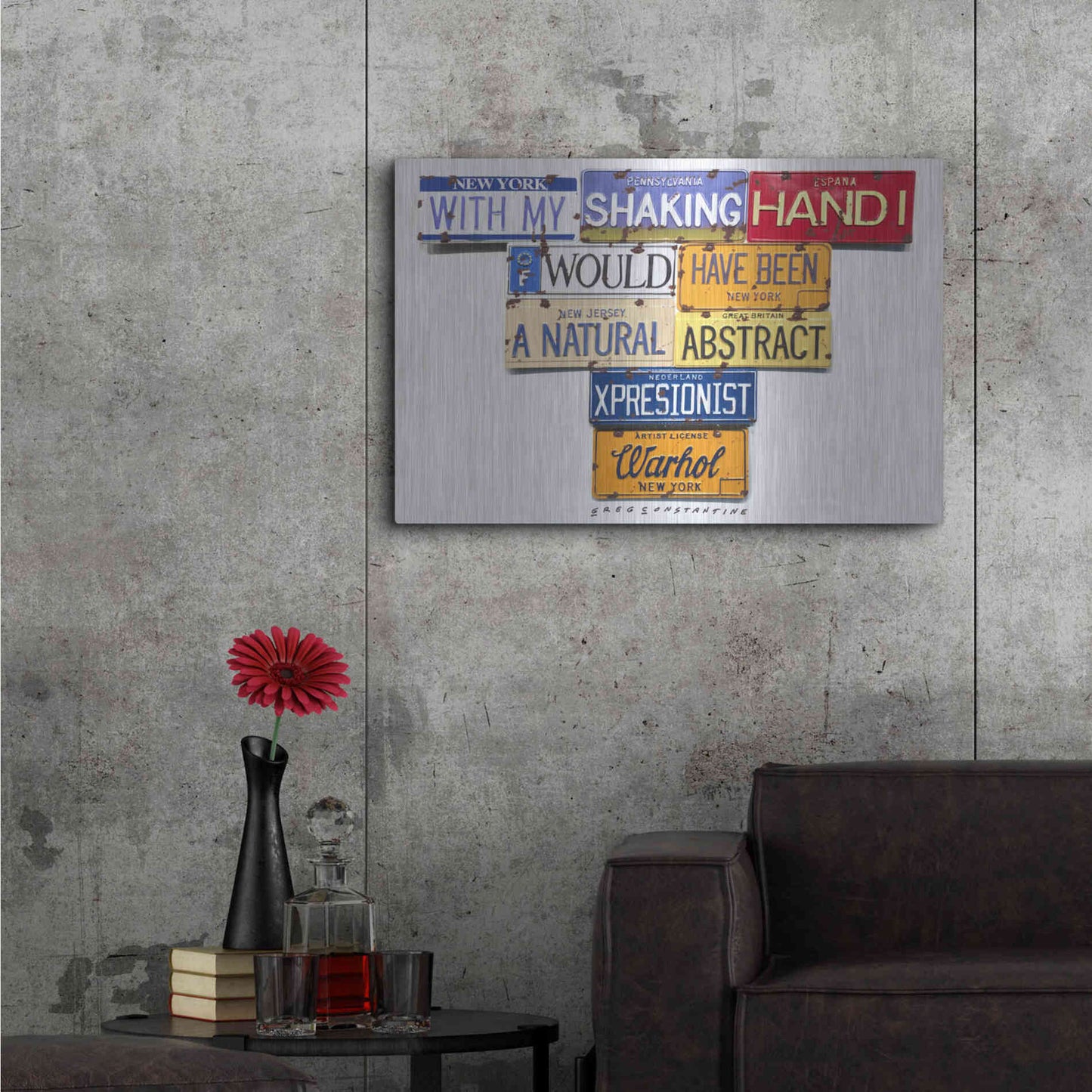 Luxe Metal Art 'Warhol Shaking Hand' by Gregory Constantine, Metal Wall Art,36x24
