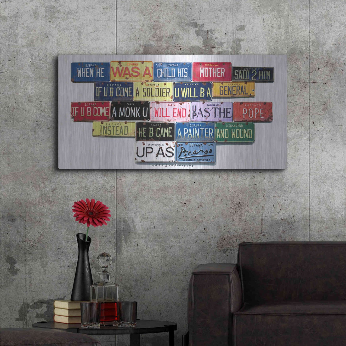 Luxe Metal Art 'Picasso Mother Said' by Gregory Constantine, Metal Wall Art,48x24