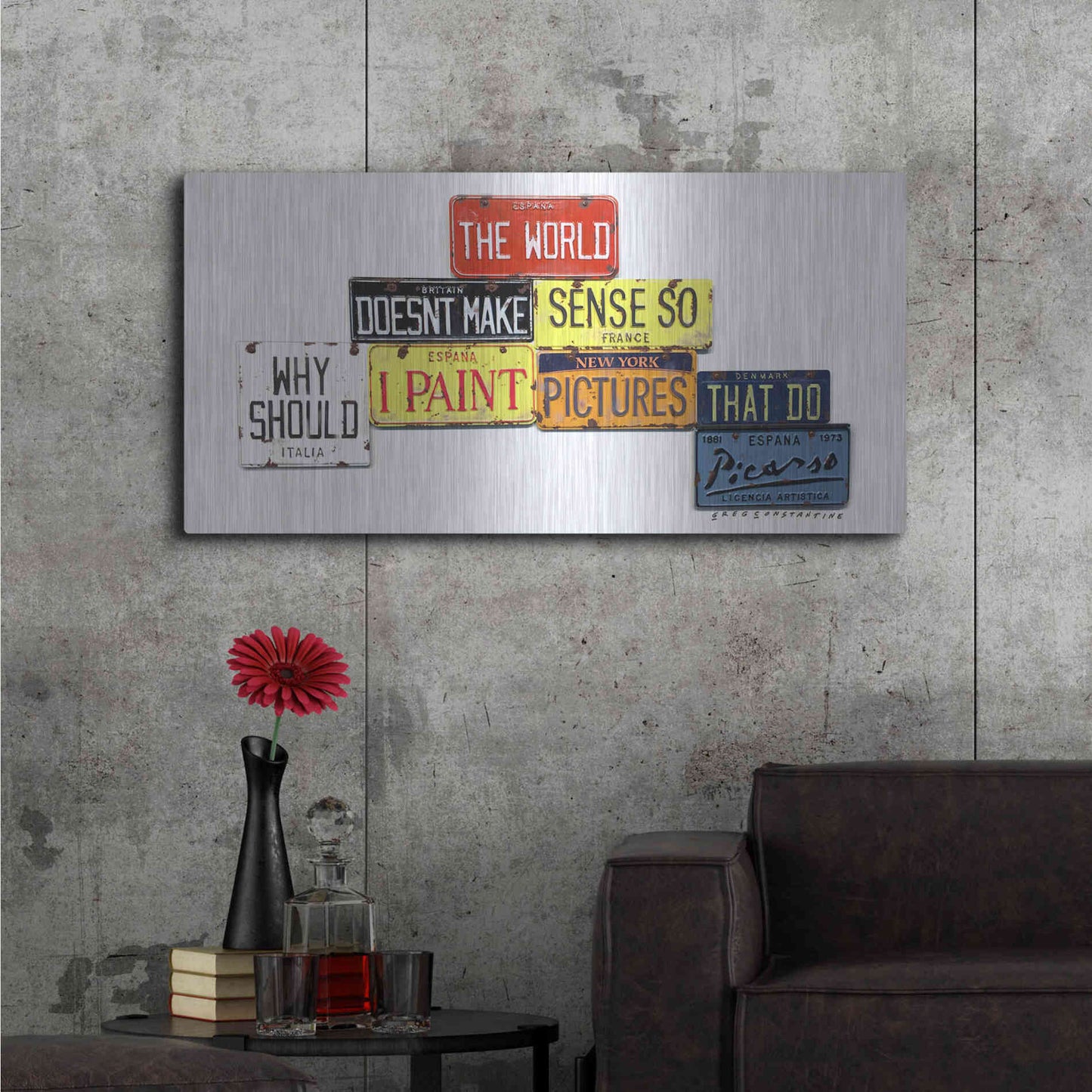 Luxe Metal Art 'Picasso Make Sense' by Gregory Constantine, Metal Wall Art,48x24