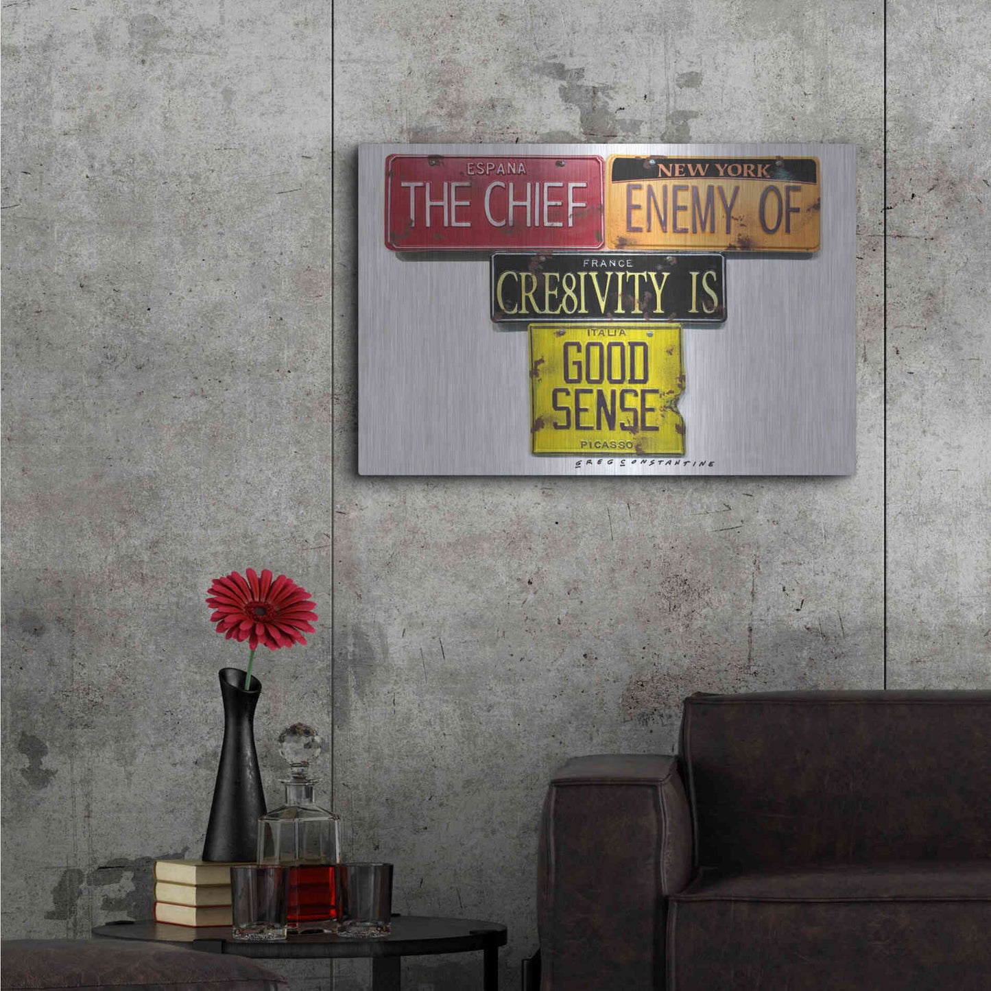 Luxe Metal Art 'Picasso Chief Enemy' by Gregory Constantine, Metal Wall Art,36x24