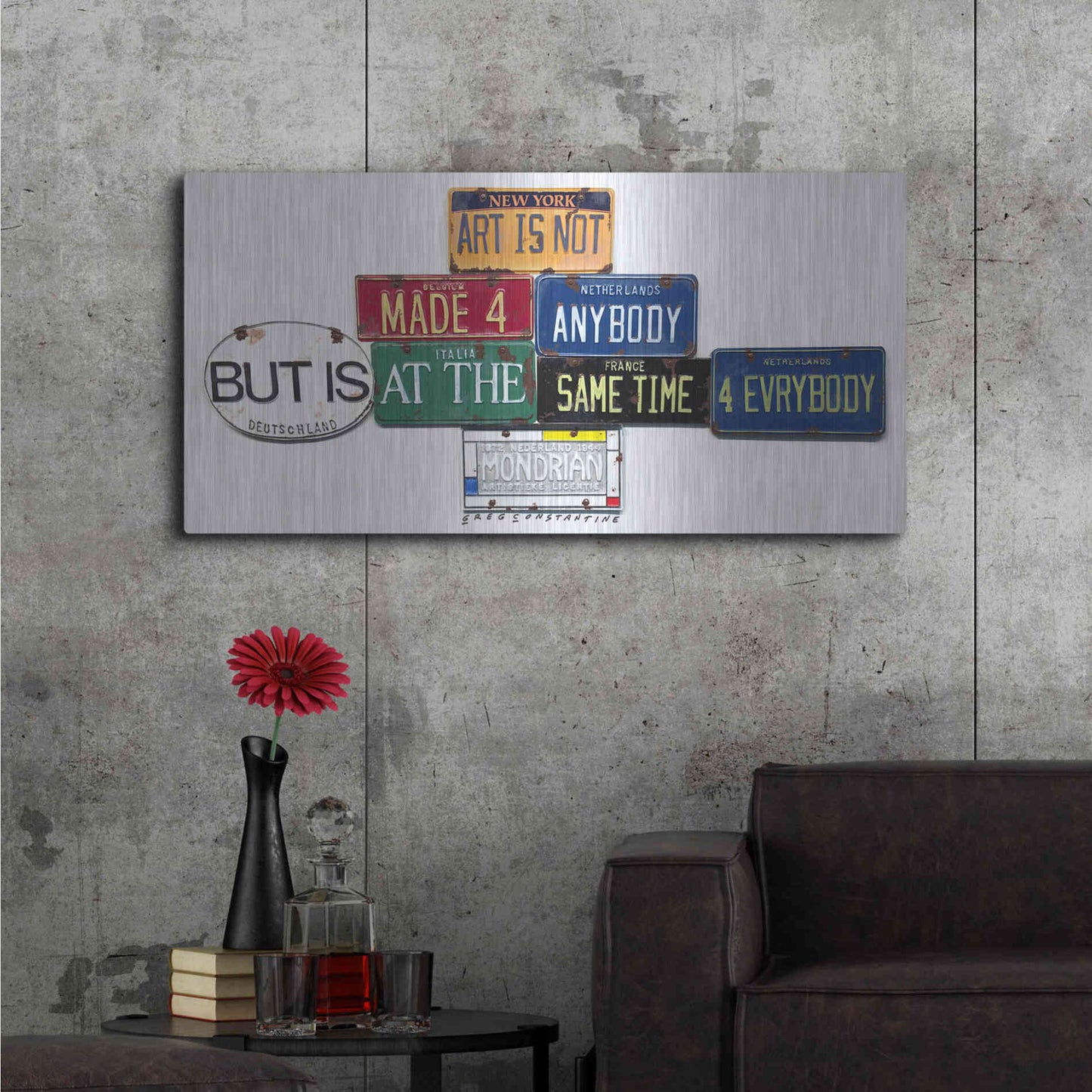 Luxe Metal Art 'Mondrian Not 4 Anybody' by Gregory Constantine, Metal Wall Art,48x24