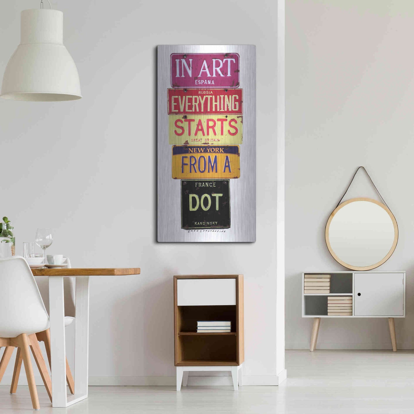 Luxe Metal Art 'Kandinsky Dot' by Gregory Constantine, Metal Wall Art,24x48