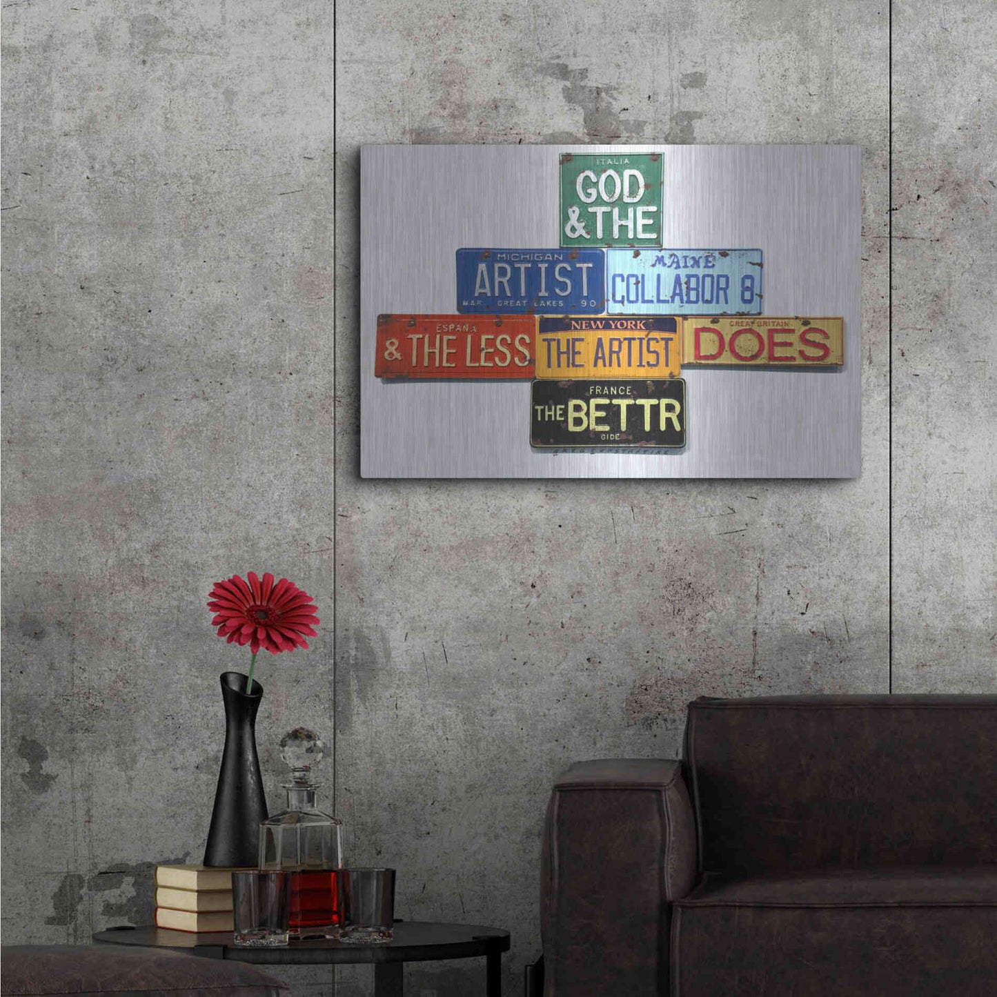 Luxe Metal Art 'Gide God And Artist' by Gregory Constantine, Metal Wall Art,36x24