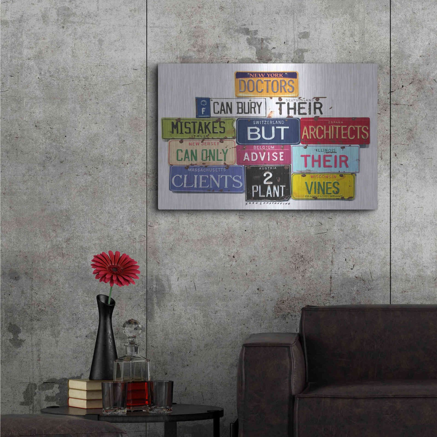 Luxe Metal Art 'FLWright Doctors Bury Mistakes' by Gregory Constantine, Metal Wall Art,36x24