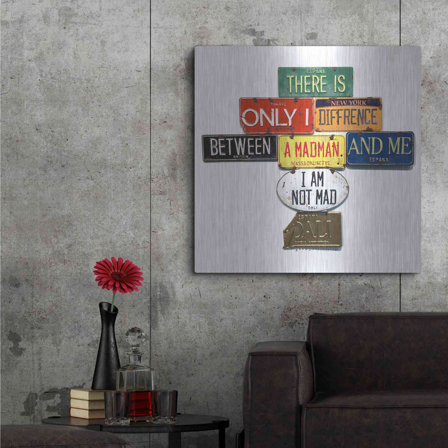 Luxe Metal Art 'Dali Not Mad' by Gregory Constantine, Metal Wall Art,36x36