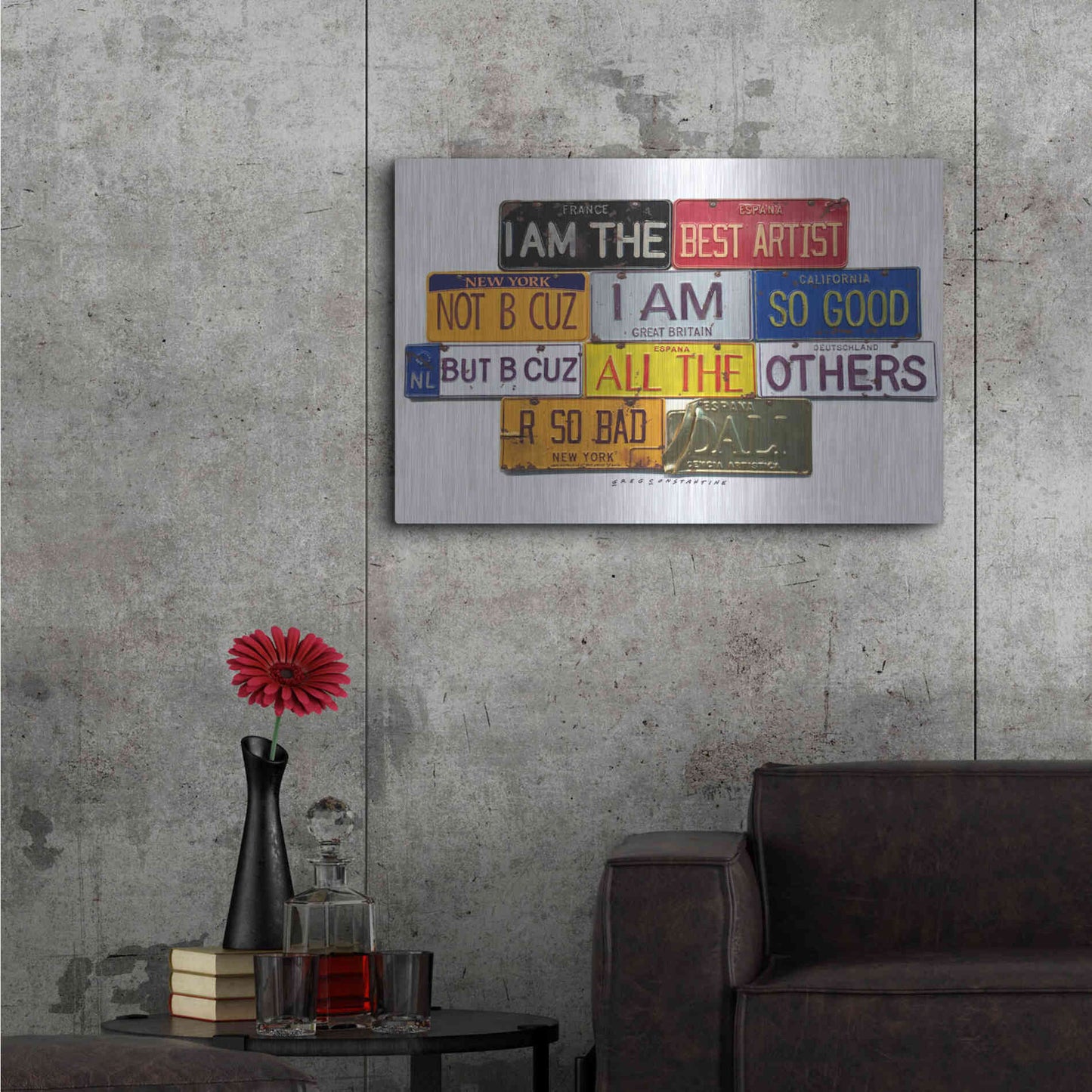 Luxe Metal Art 'Dali Best Artist' by Gregory Constantine, Metal Wall Art,36x24