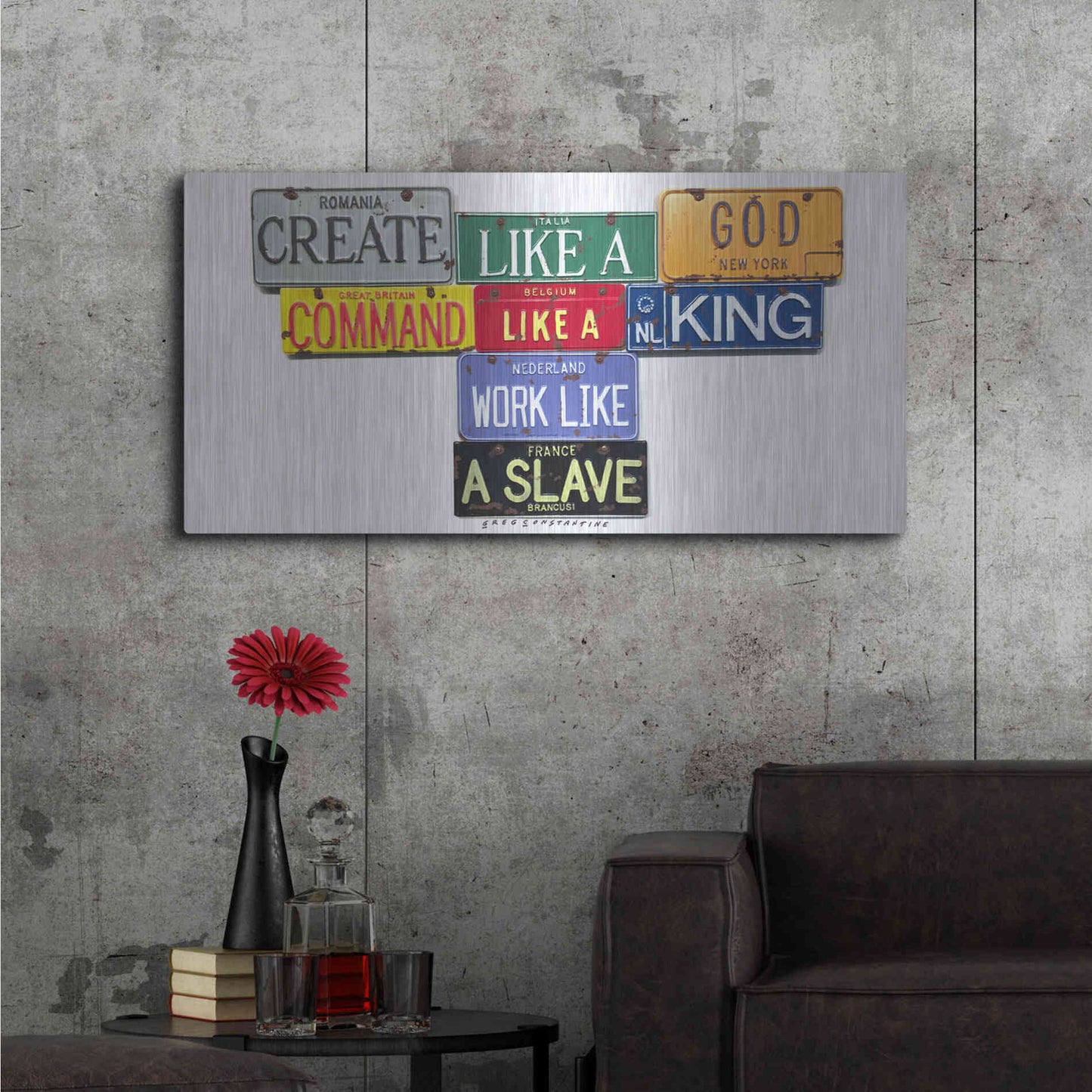 Luxe Metal Art 'Brancusi Like A God' by Gregory Constantine, Metal Wall Art,48x24