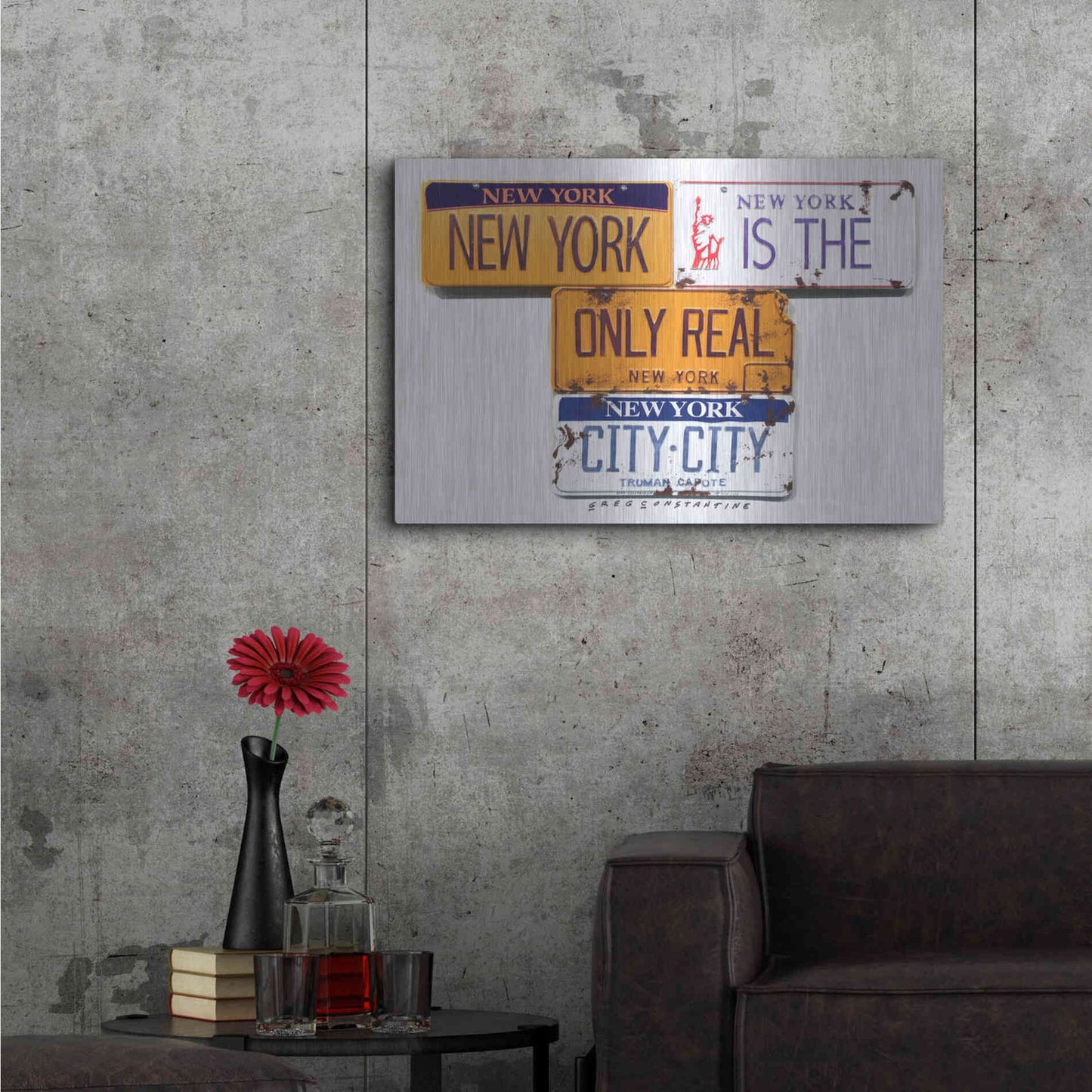 Luxe Metal Art 'Capote City City' by Gregory Constantine, Metal Wall Art,36x24