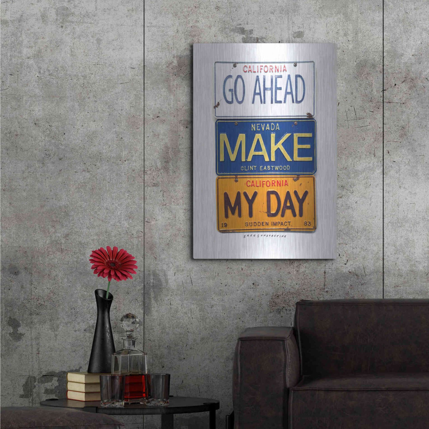 Luxe Metal Art 'Eastwood Make My Day' by Gregory Constantine, Metal Wall Art,24x36