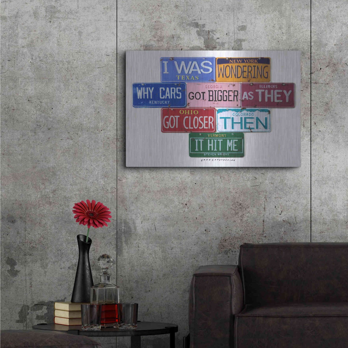 Luxe Metal Art 'Wright Cars Got Bigger' by Gregory Constantine, Metal Wall Art,36x24