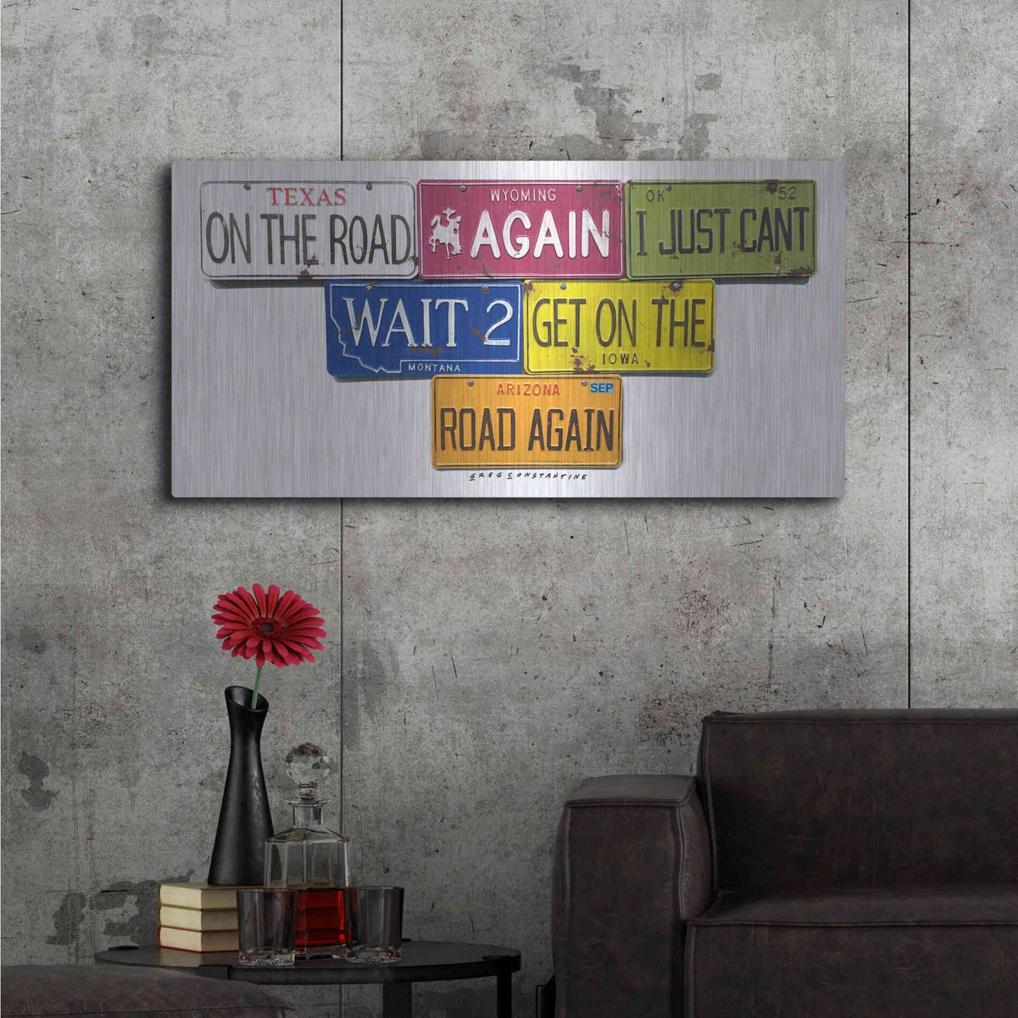 Luxe Metal Art 'On The Road Again' by Gregory Constantine, Metal Wall Art,48x24